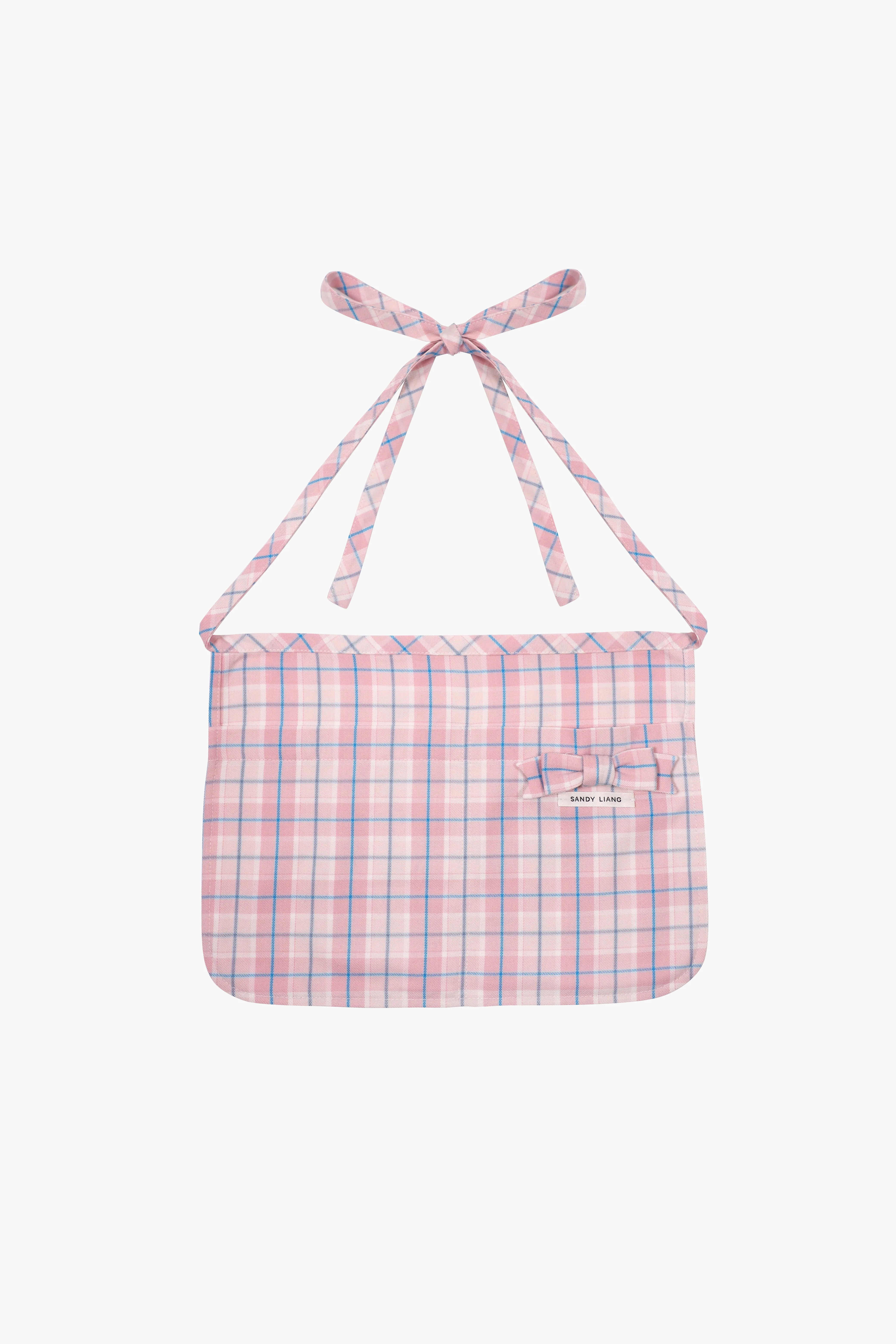 KIKI APRON IN PINK TARTAN sold by Sandy Liang