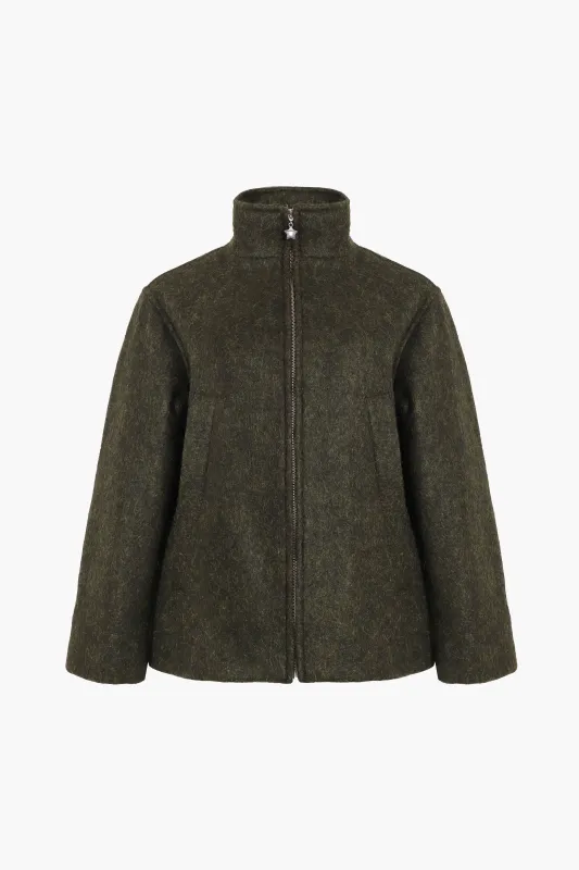 YAMA JACKET IN MOSS GREEN made by Sandy Liang