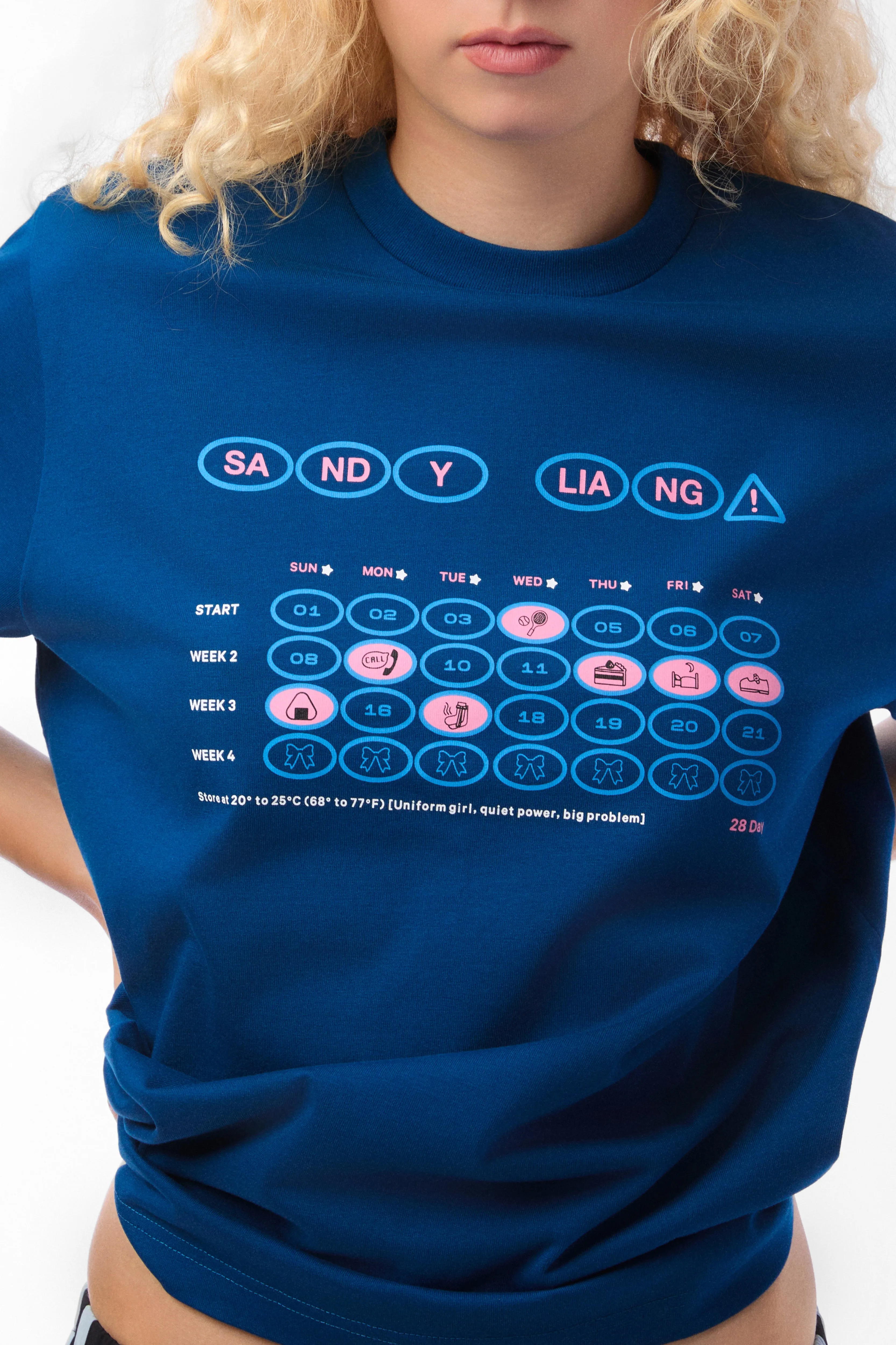 CALENDAR BOXY TEE IN OCEAN sold by Sandy Liang product image thumbnail 3