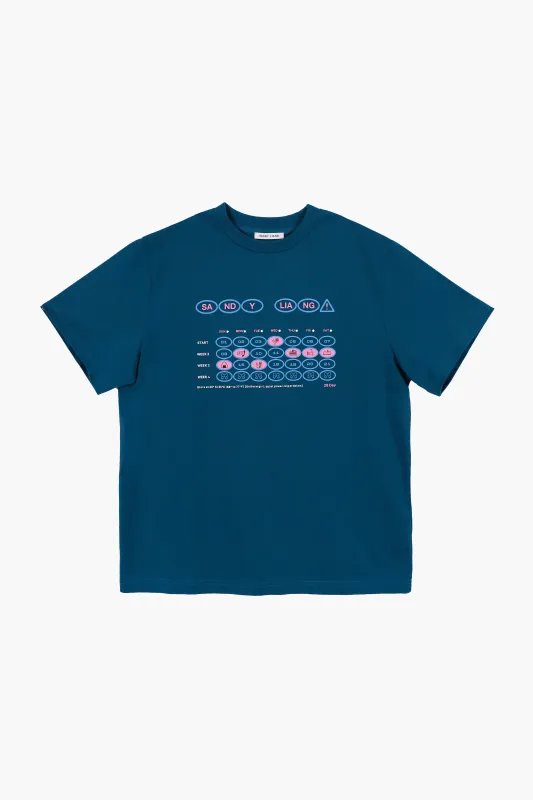 CALENDAR BOXY TEE IN OCEAN made by Sandy Liang