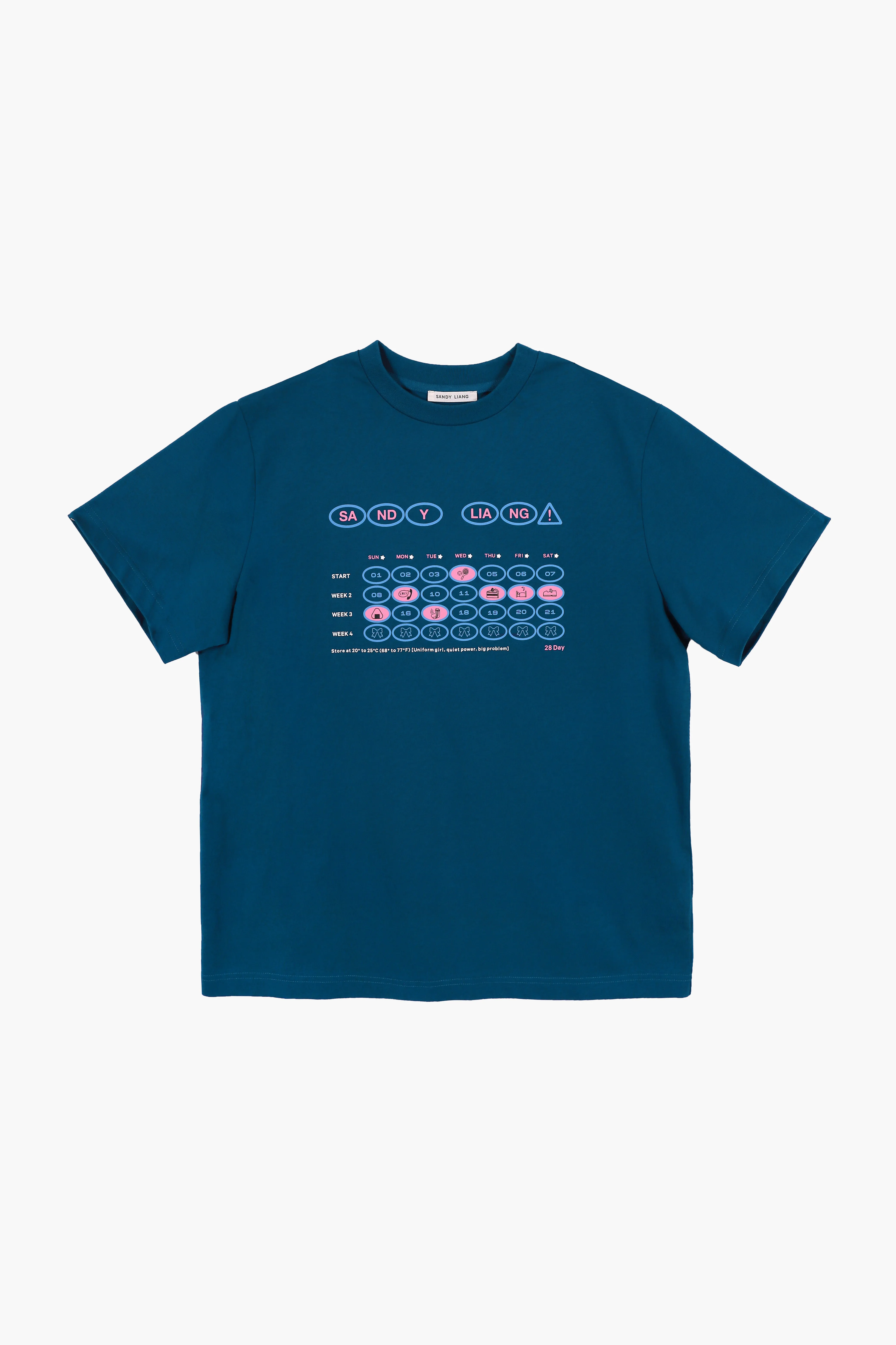 CALENDAR BOXY TEE IN OCEAN sold by Sandy Liang