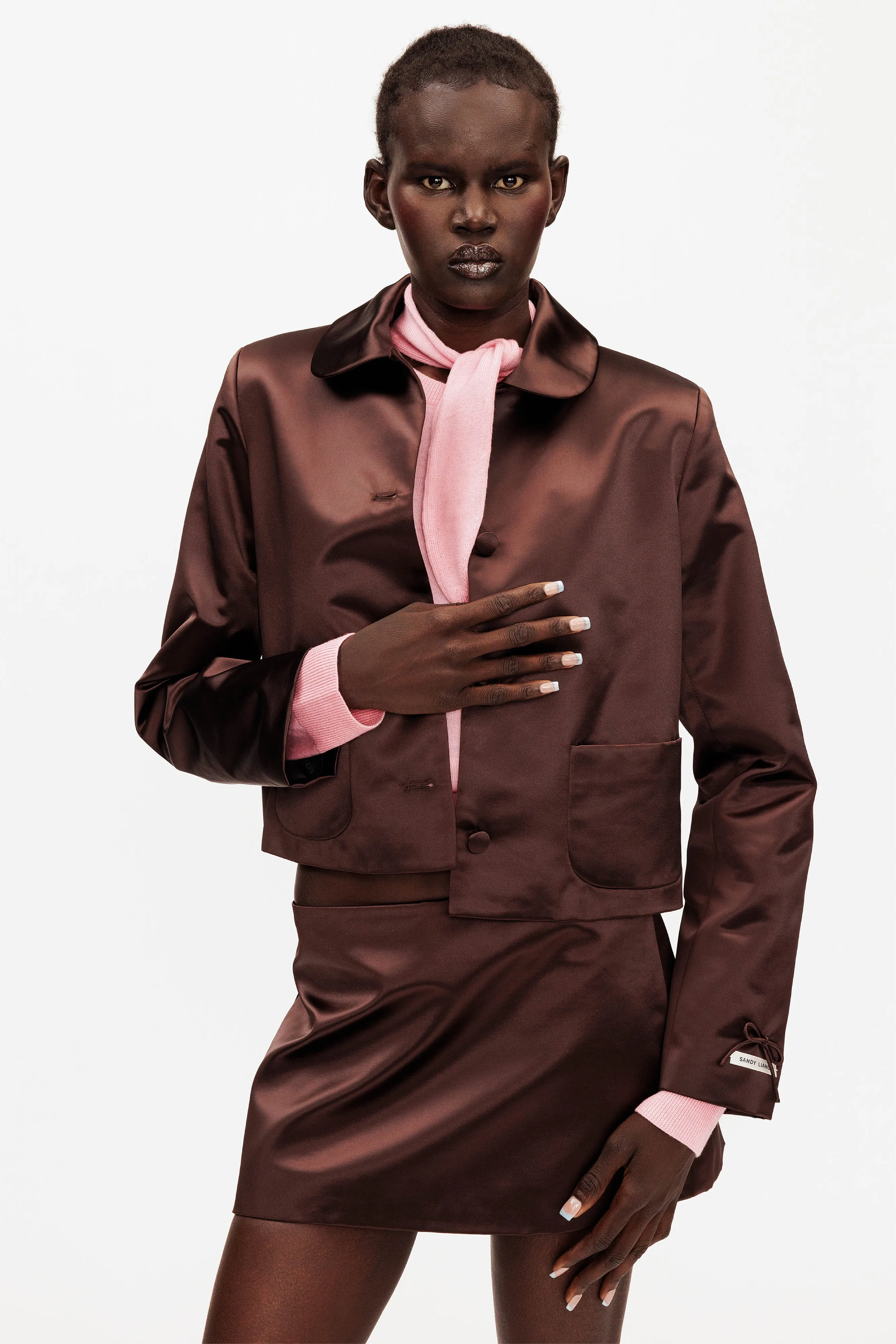JUICE SKIRT IN BRUNETTE SATIN sold by Sandy Liang product image thumbnail 4