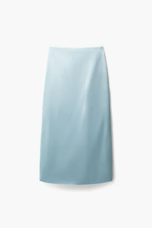 TOES SKIRT IN ICE BLUE SATIN made by Sandy Liang