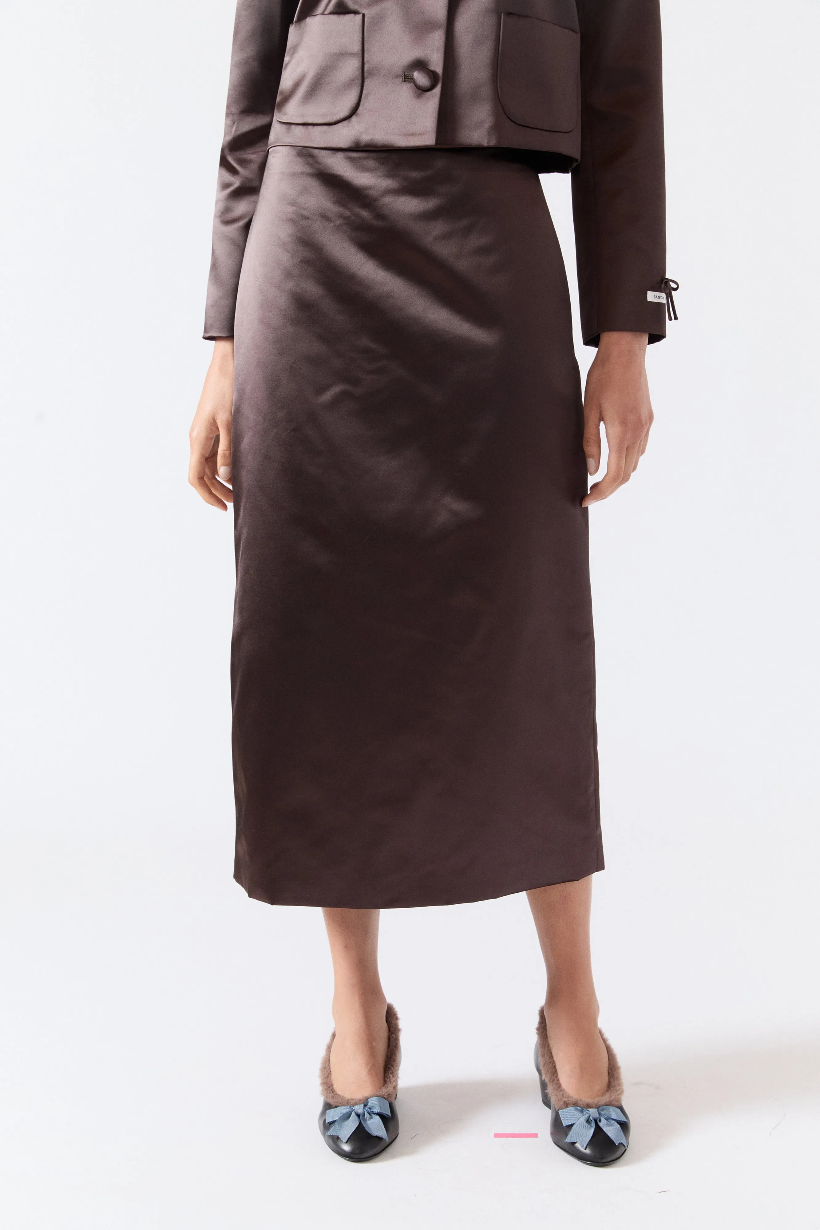 TOES SKIRT IN BRUNETTE SATIN sold by Sandy Liang product image thumbnail 3
