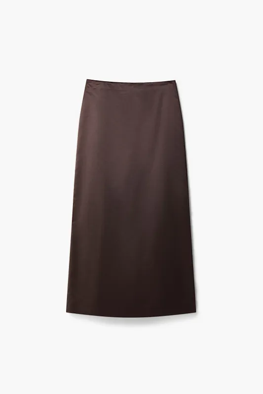 TOES SKIRT IN BRUNETTE SATIN made by Sandy Liang