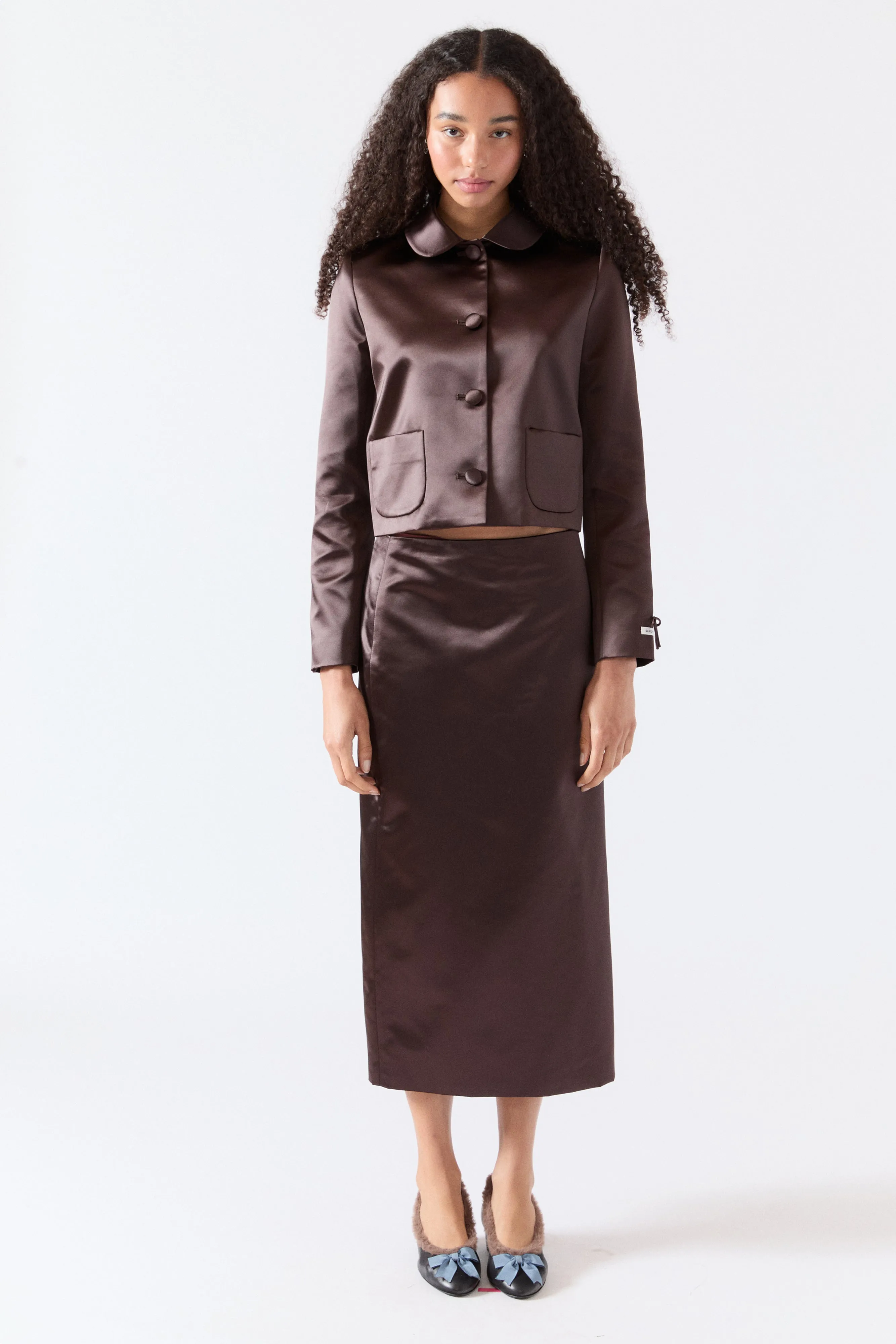 TOES SKIRT IN BRUNETTE SATIN sold by Sandy Liang product image thumbnail 2