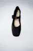 MARY JANE POINTE IN BLACK SATIN sold by Sandy Liang