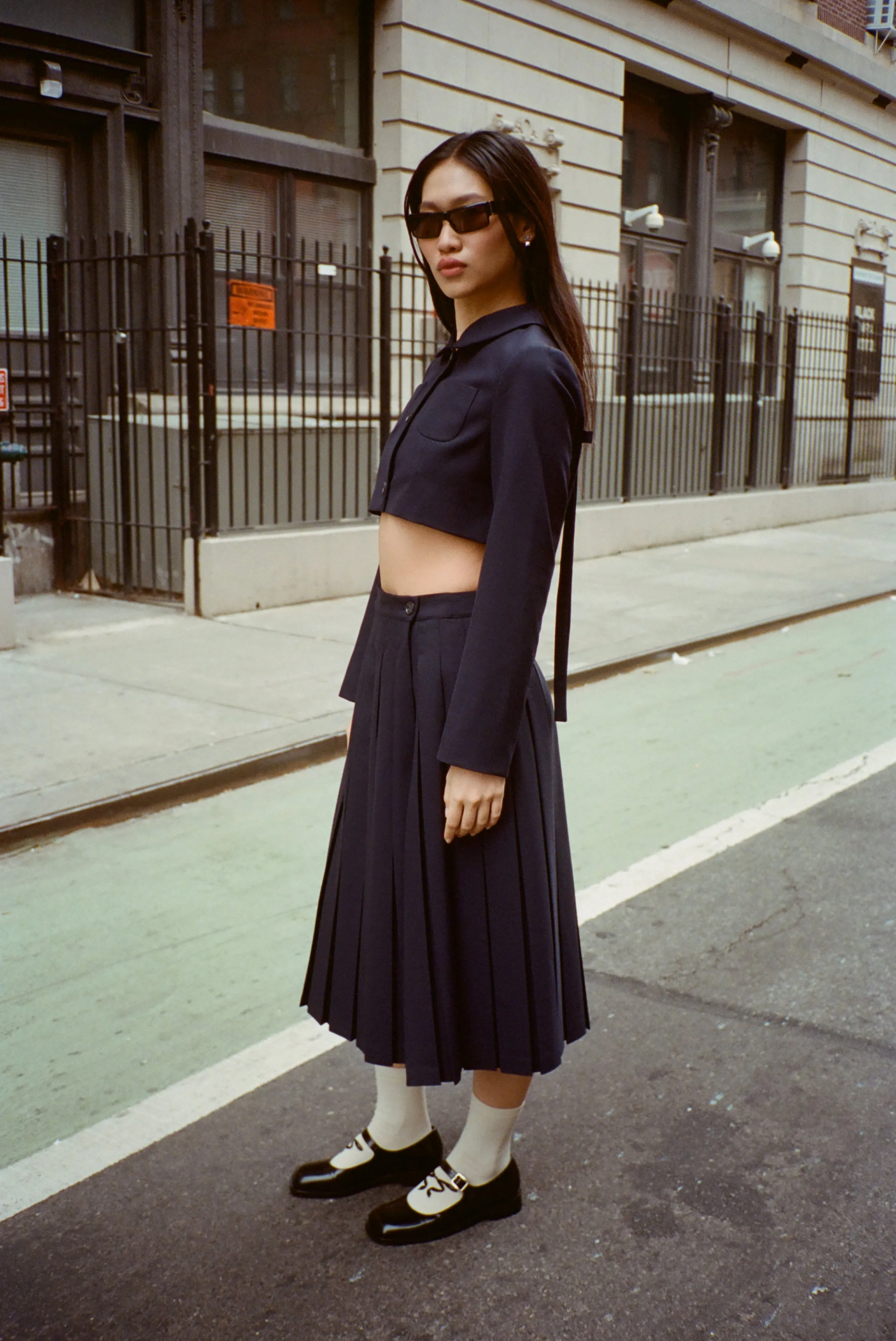 ENNIS JACKET IN DARK NAVY sold by Sandy Liang product image thumbnail 2