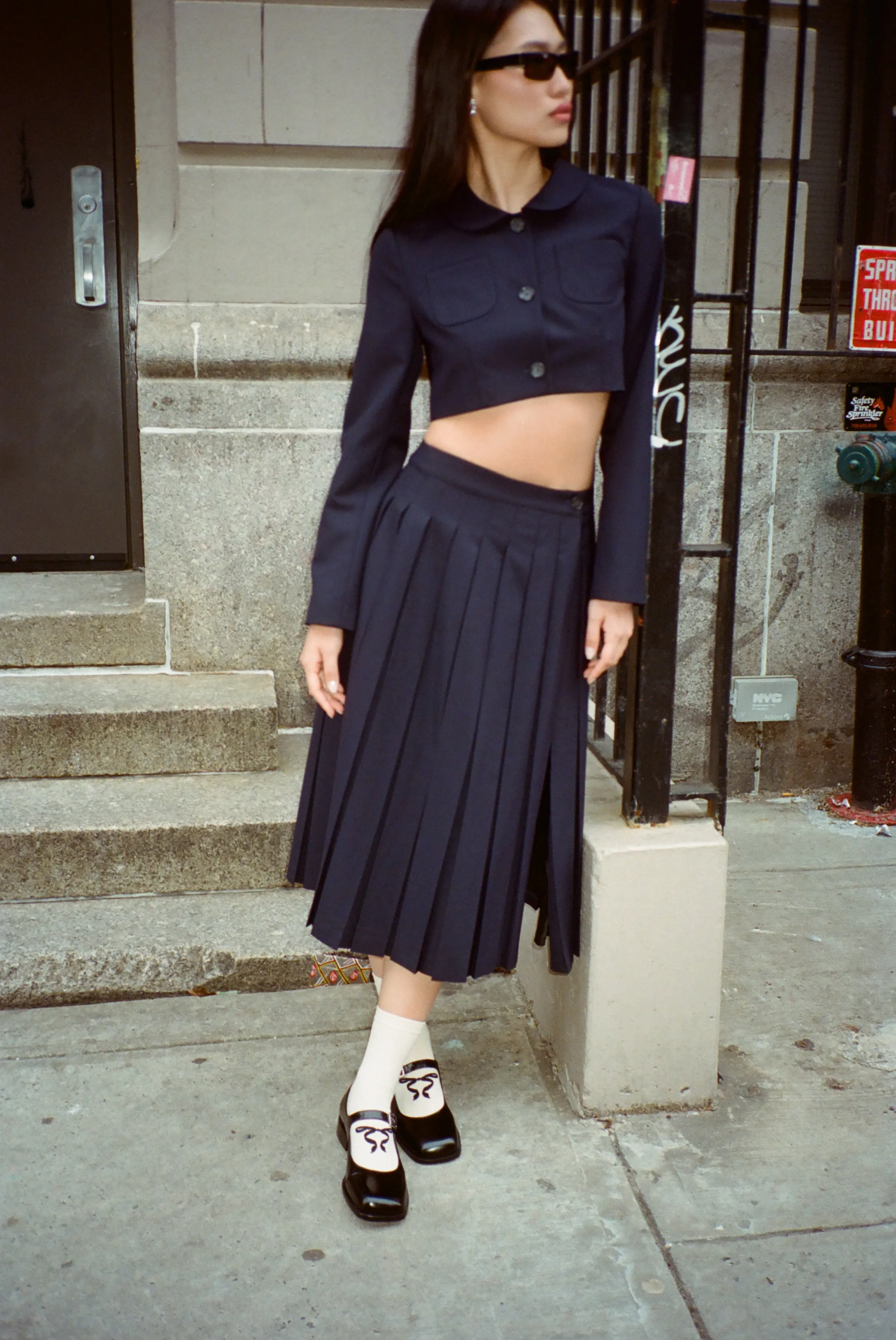 ENNIS JACKET IN DARK NAVY sold by Sandy Liang product image thumbnail 4
