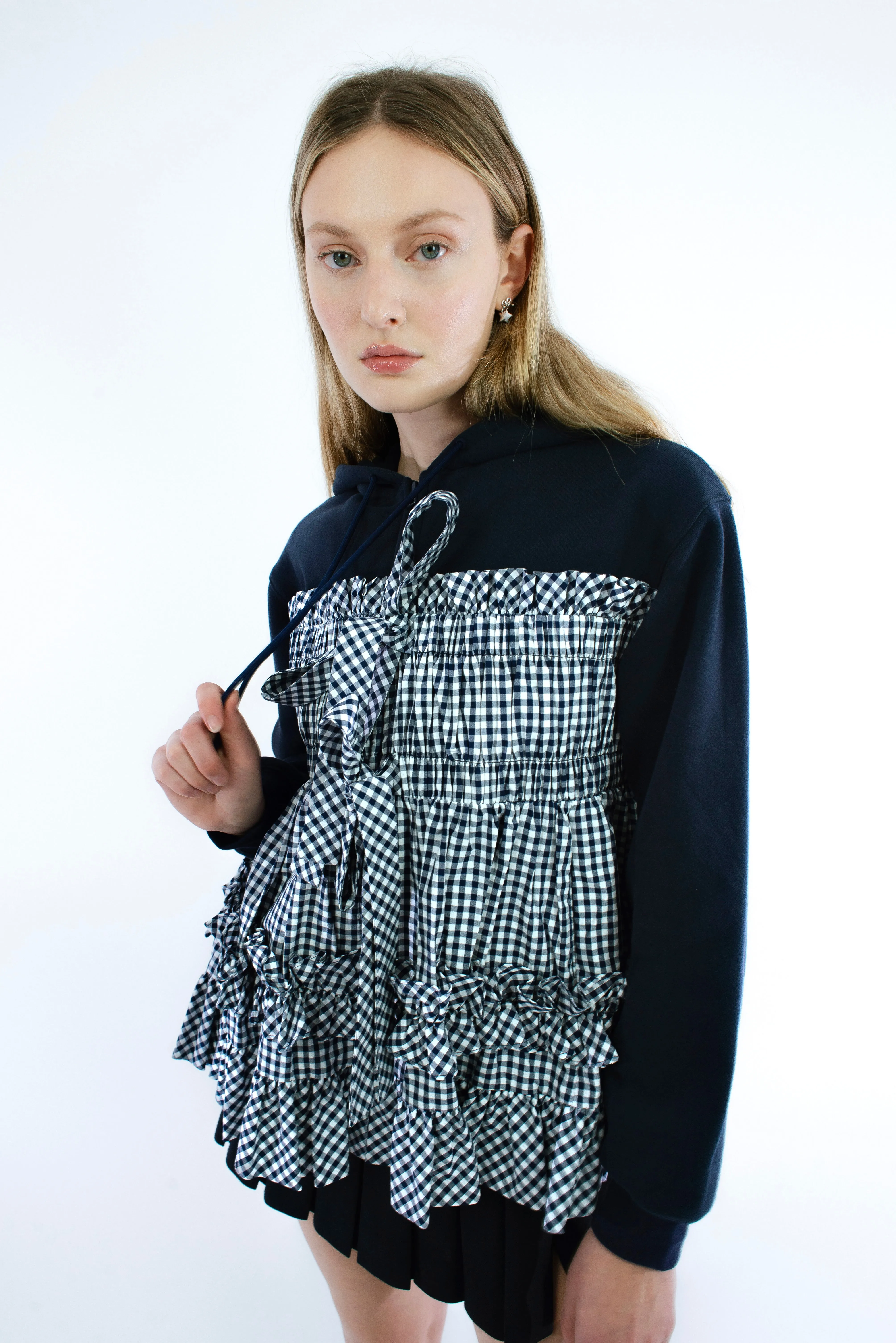 ESTHER HOODIE IN NAVY sold by Sandy Liang product image thumbnail 3