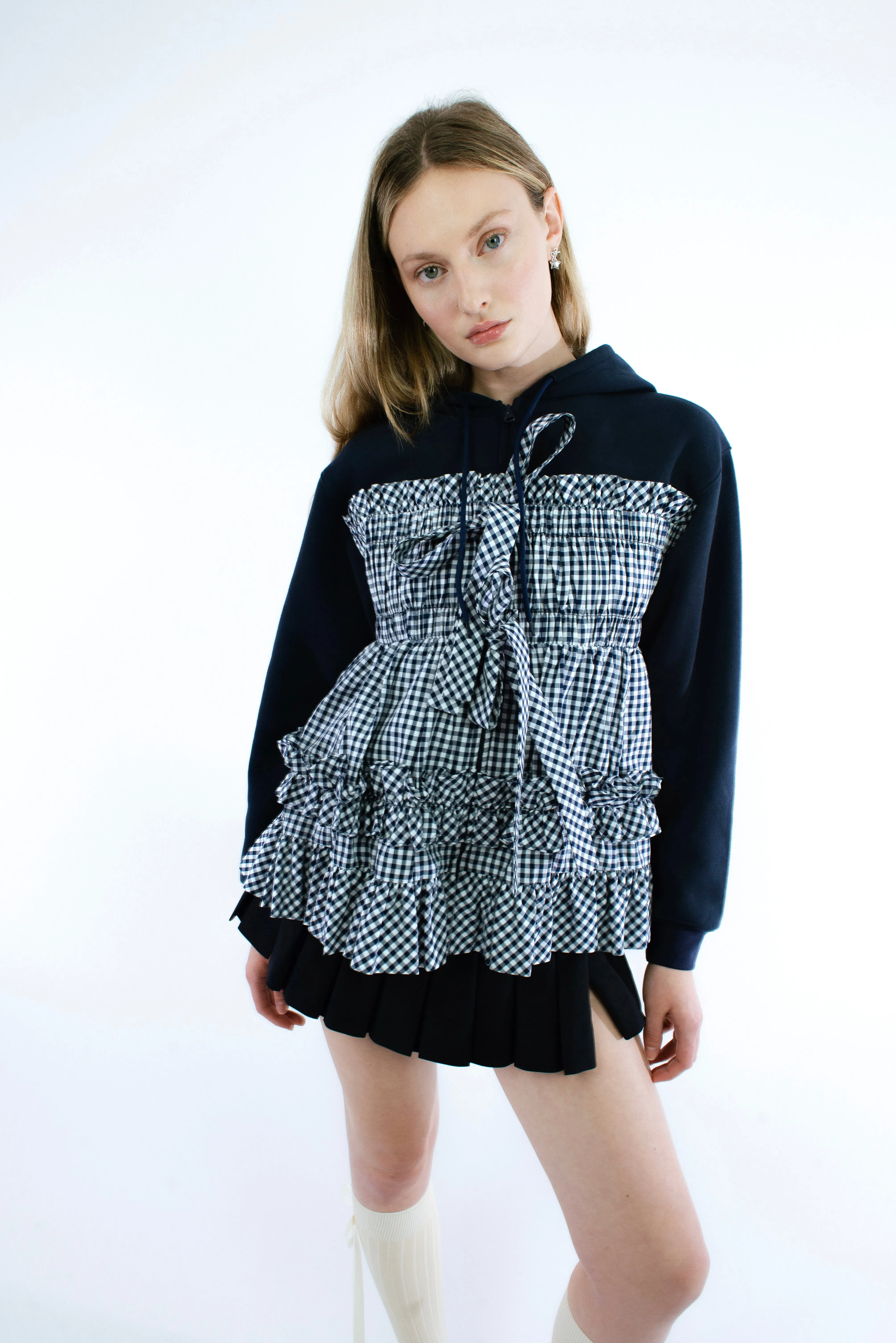 ESTHER HOODIE IN NAVY sold by Sandy Liang product image thumbnail 5