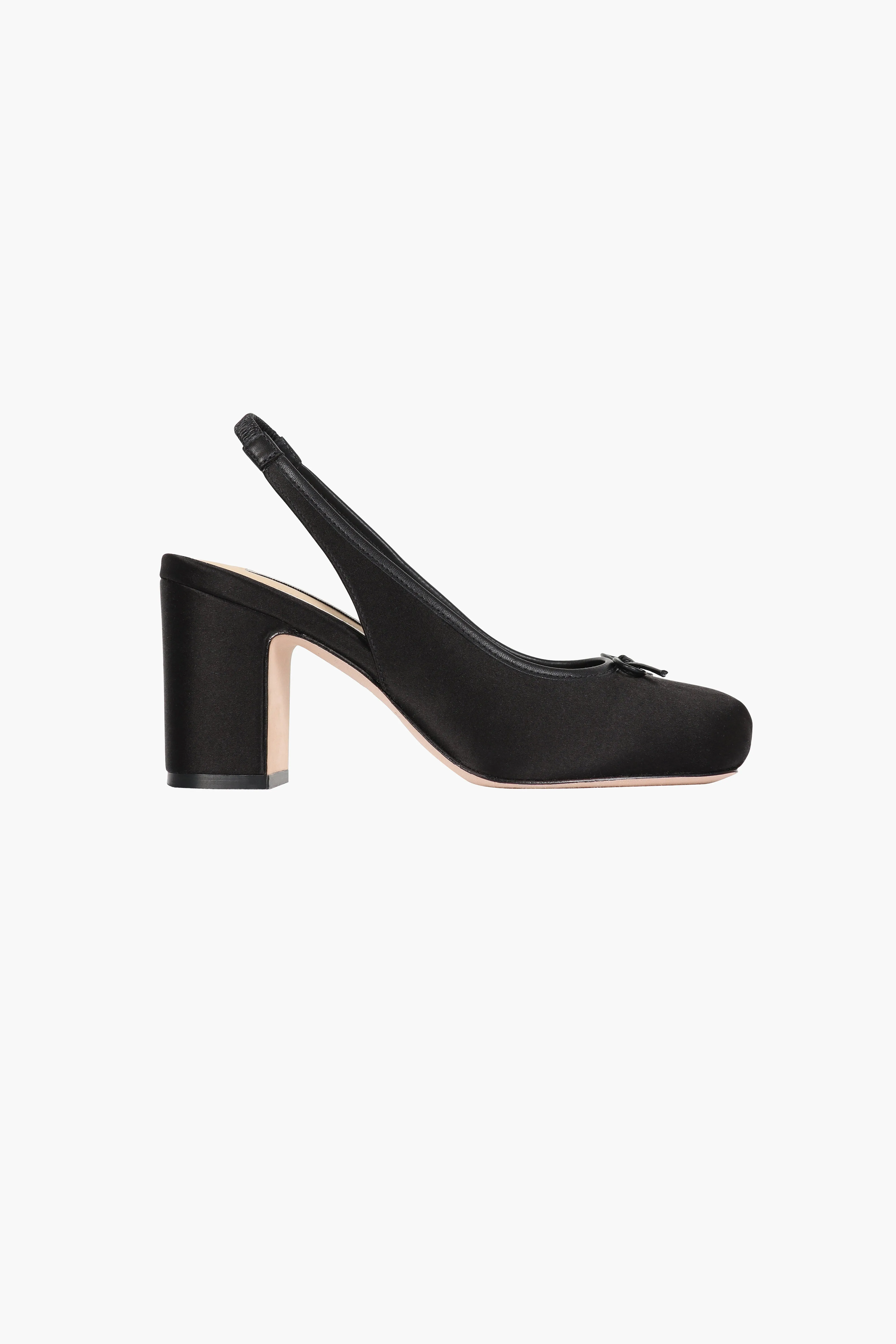 SLINGBACK 75 IN BLACK SATIN sold by Sandy Liang
