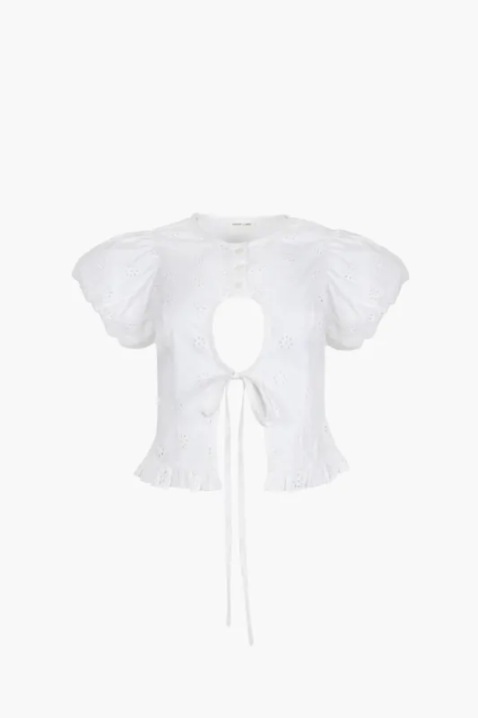 CAMEO TOP IN WHITE sold by Sandy Liang