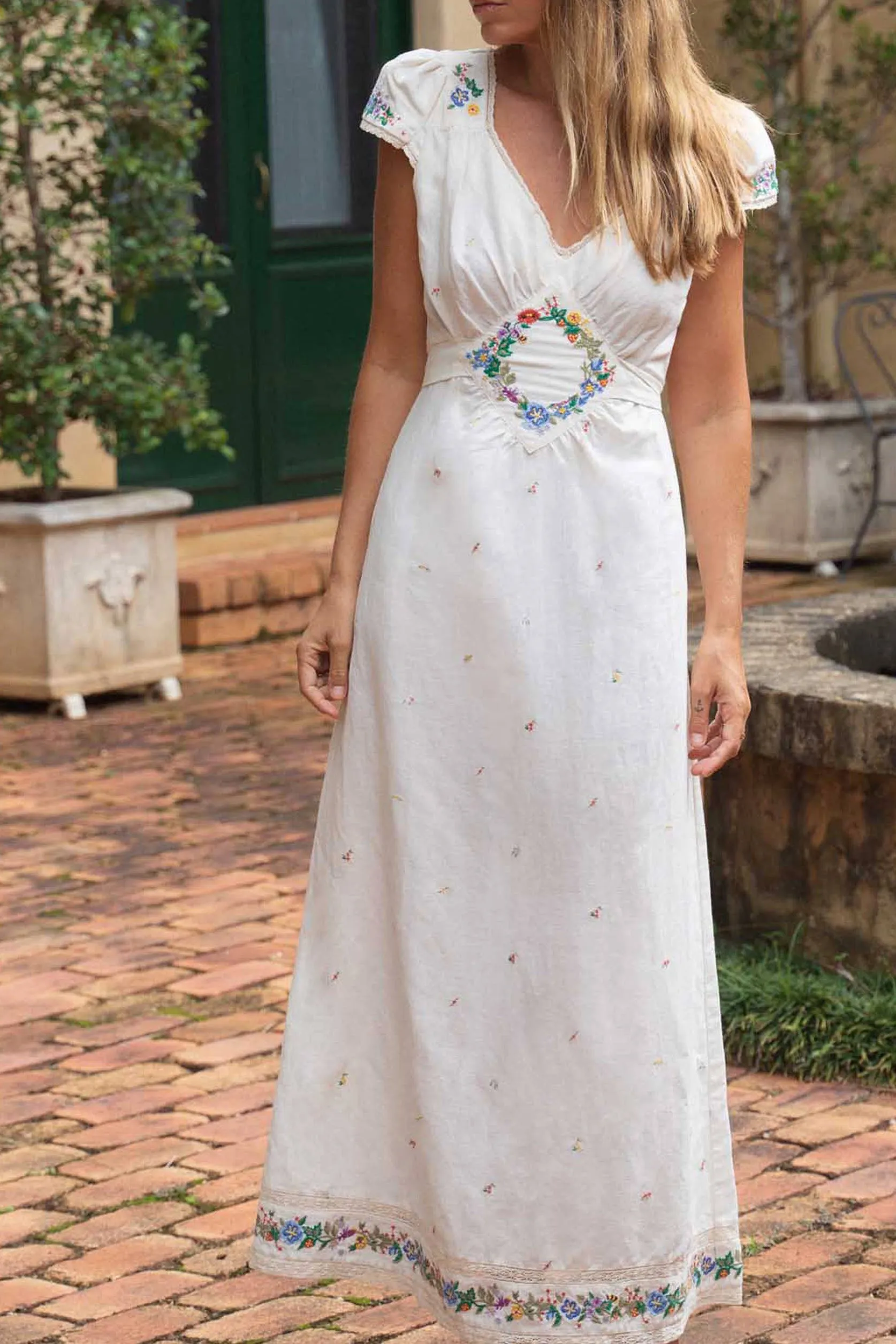 Carey - Meadow Embroidery Ivory sold by RIXO