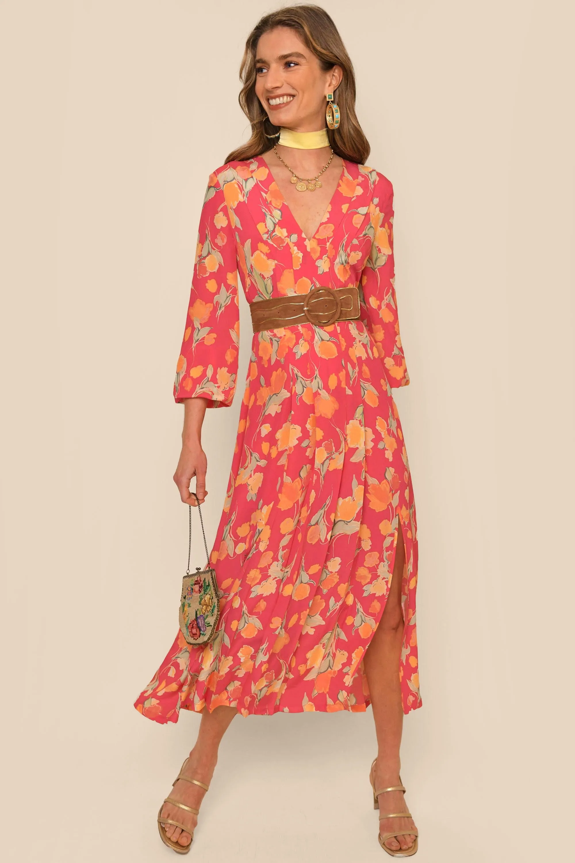 Camellia Silk Midi Dress sold by RIXO