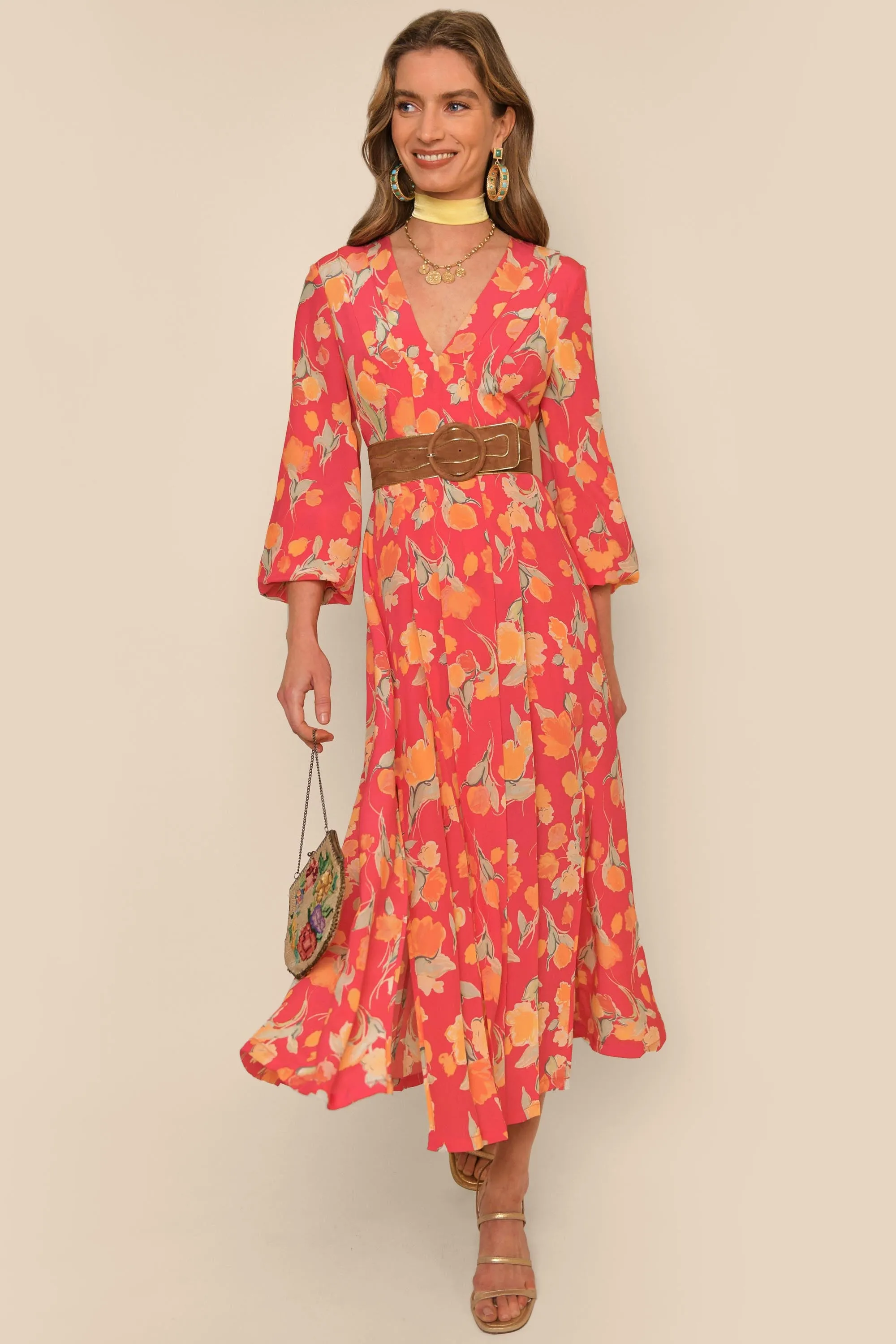 Camellia Silk Midi Dress sold by RIXO product image thumbnail 4