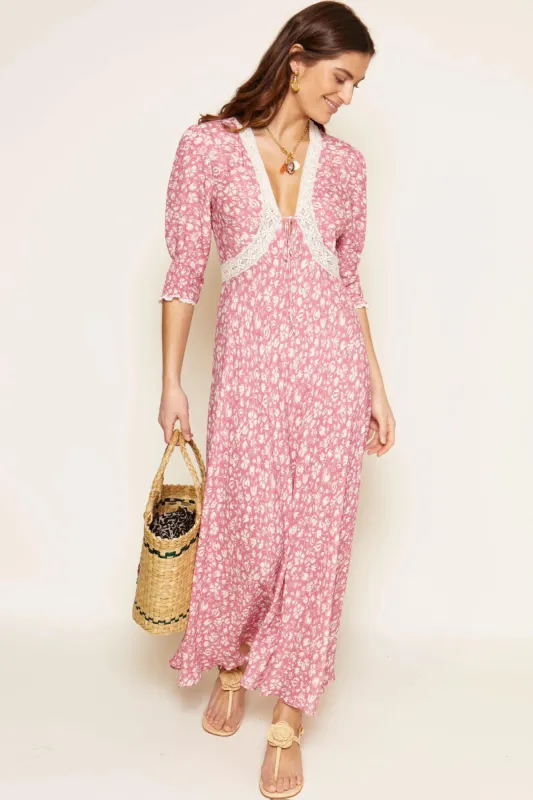 amina midi dress in pink Lovers and Friends Amina Midi Dress in Pink