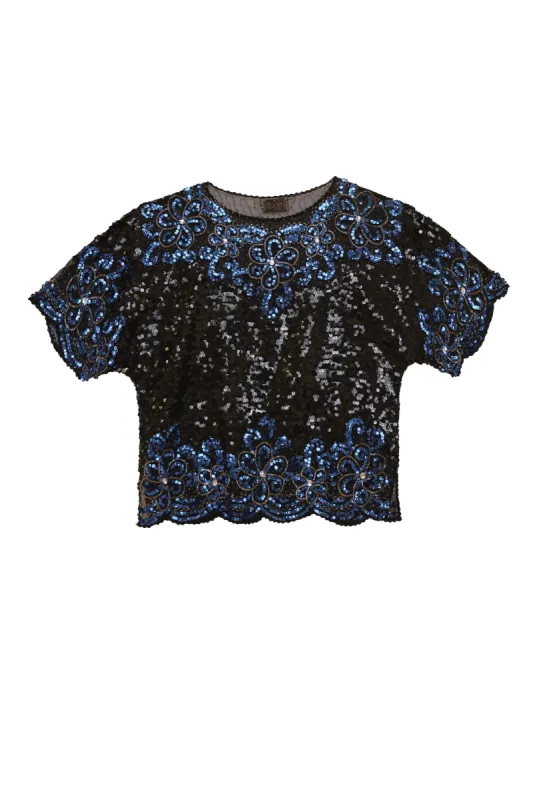 Vintage Top - Blue Floral Embellishment made by RIXO