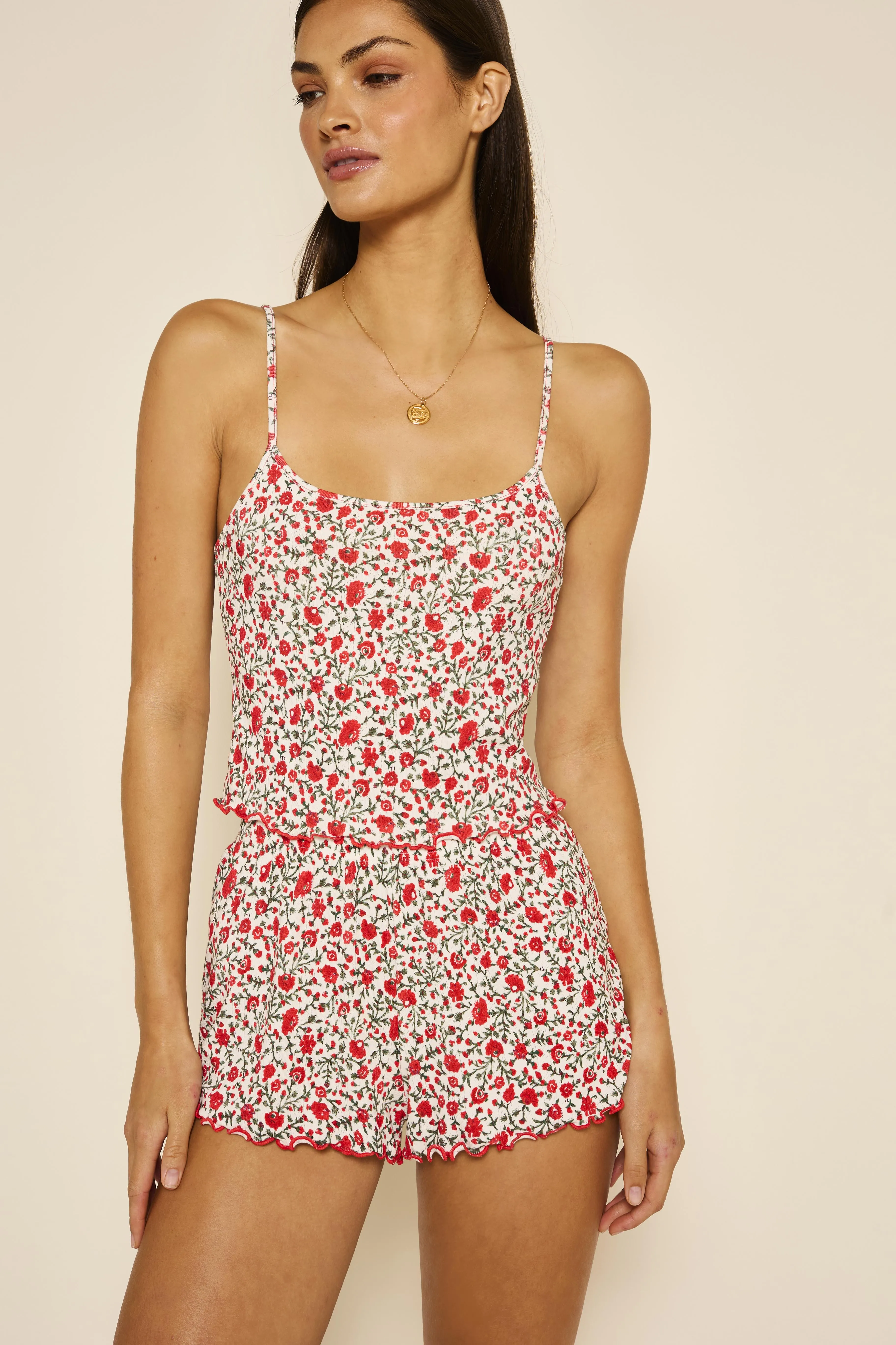 Pointelle Shorts - Ditsy Trail Cream sold by RIXO