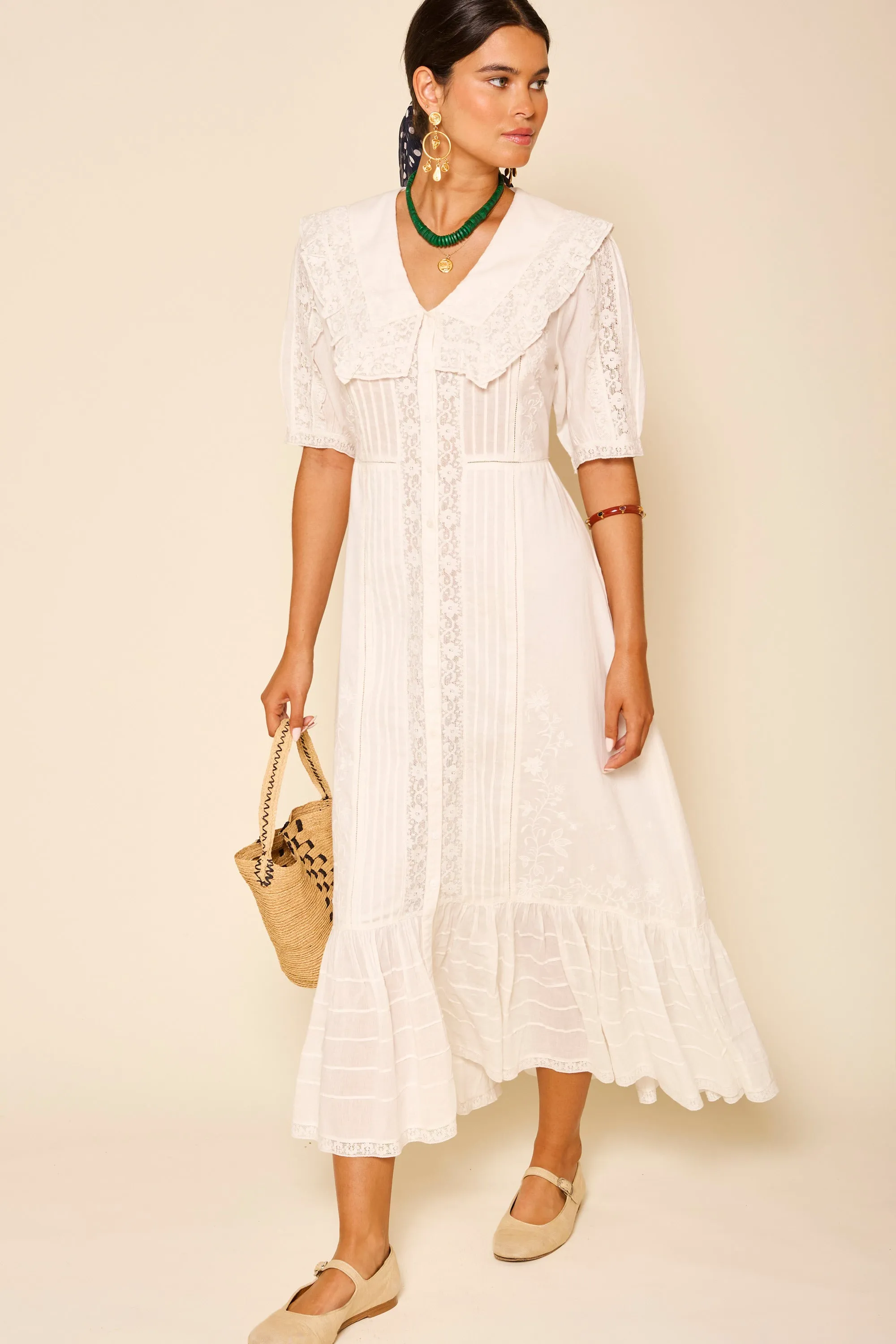 Edina - Pansy Embroidery White sold by RIXO product image thumbnail 4