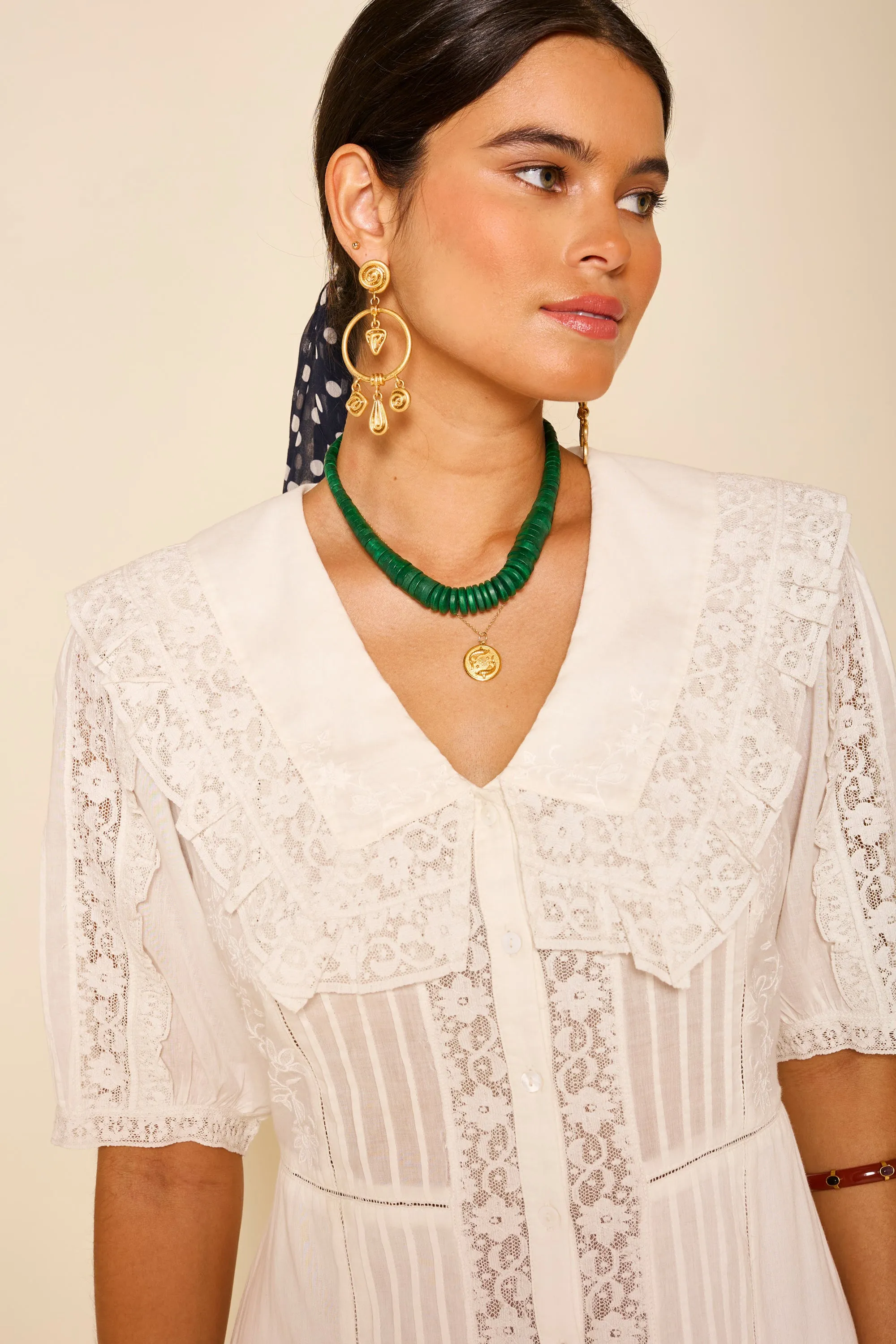 Edina - Pansy Embroidery White sold by RIXO product image thumbnail 2