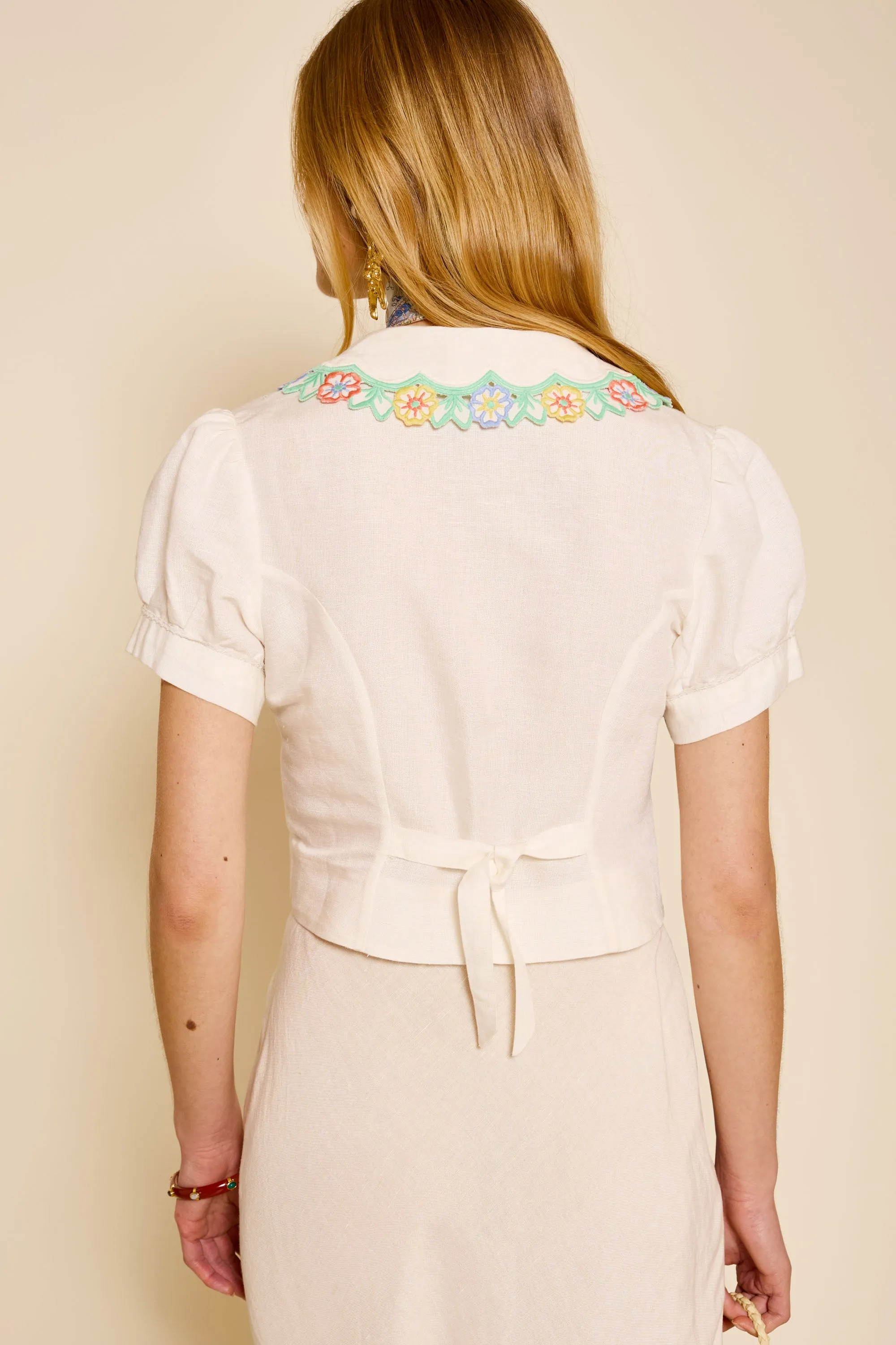 Zinia - Daisy Cutwork Embroidery Ivory sold by RIXO product image thumbnail 3