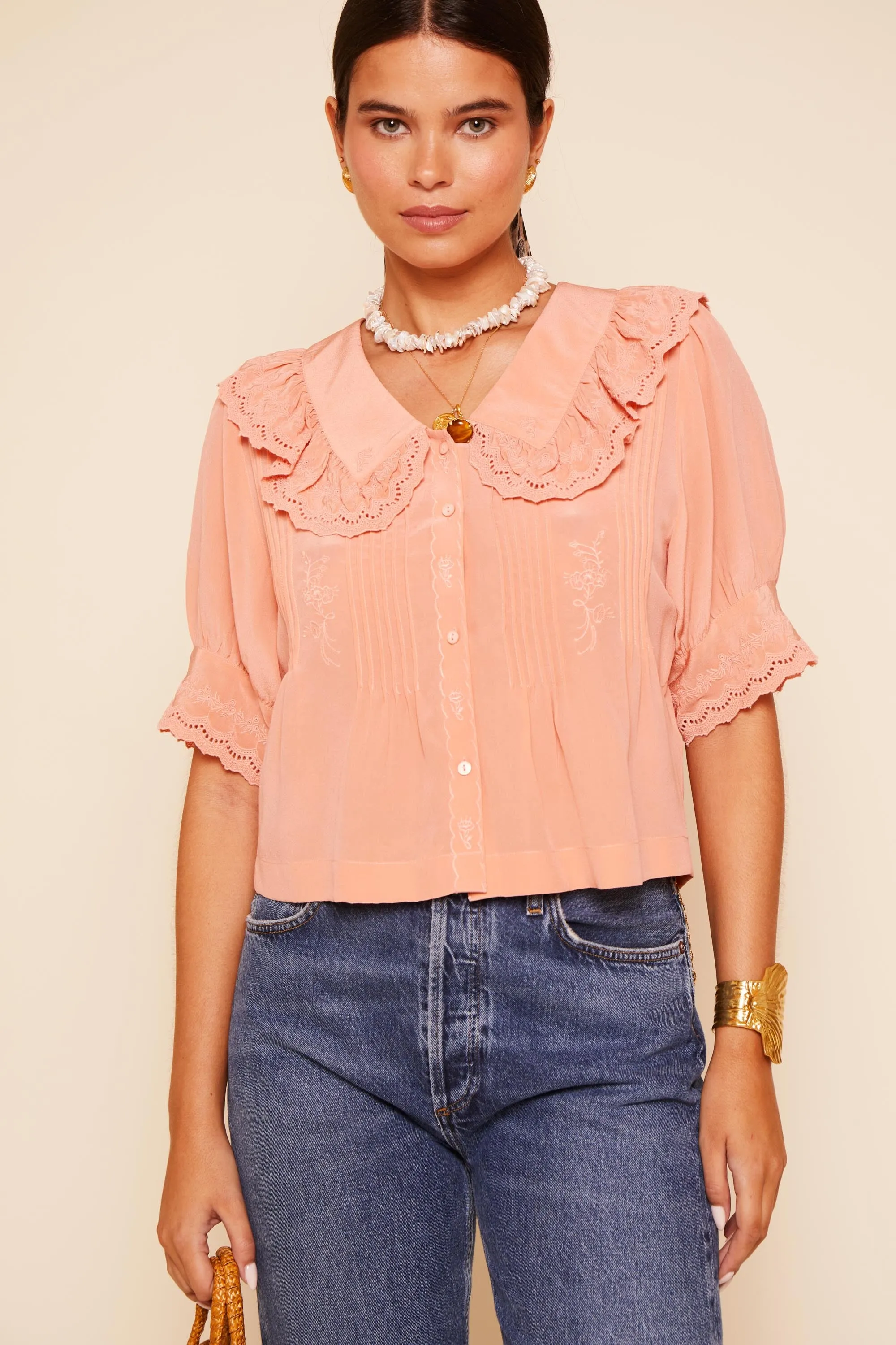 Quince - Pansy Embroidery Quartz sold by RIXO product image thumbnail 4