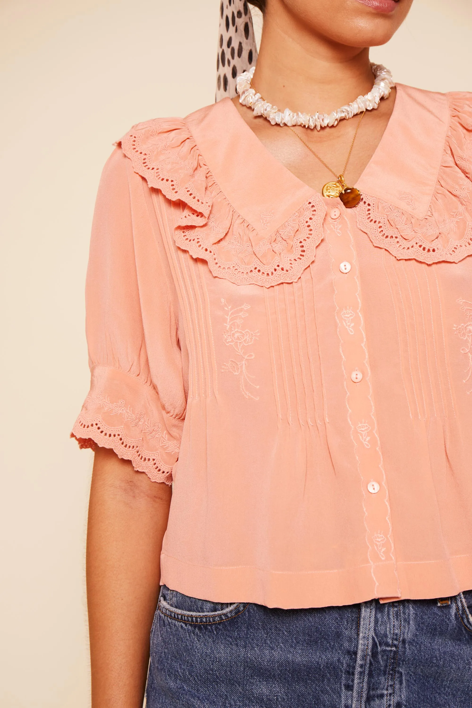 Quince - Pansy Embroidery Quartz sold by RIXO product image thumbnail 2