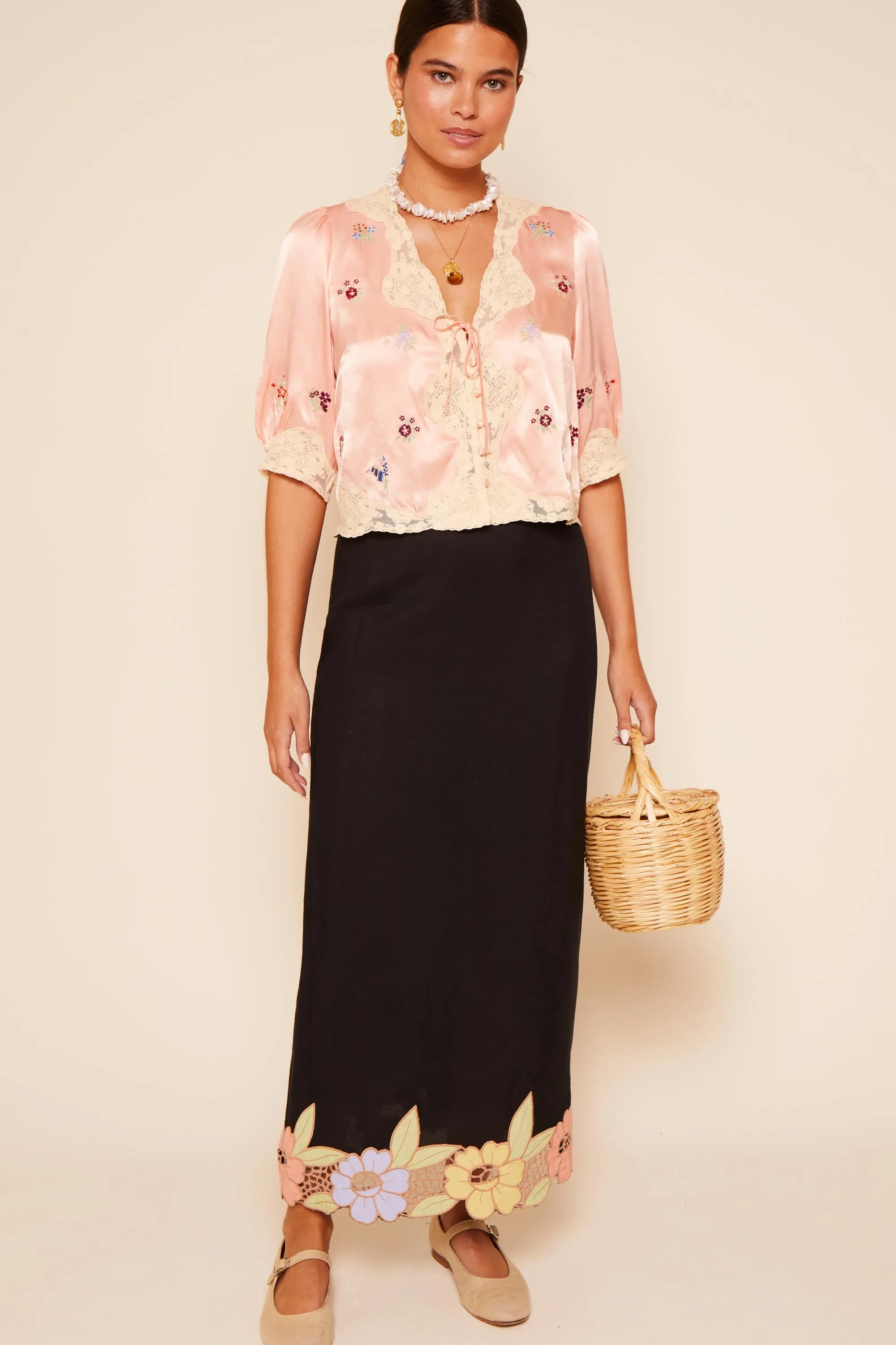 Serano - Garden Cutwork Embroidery Black sold by RIXO