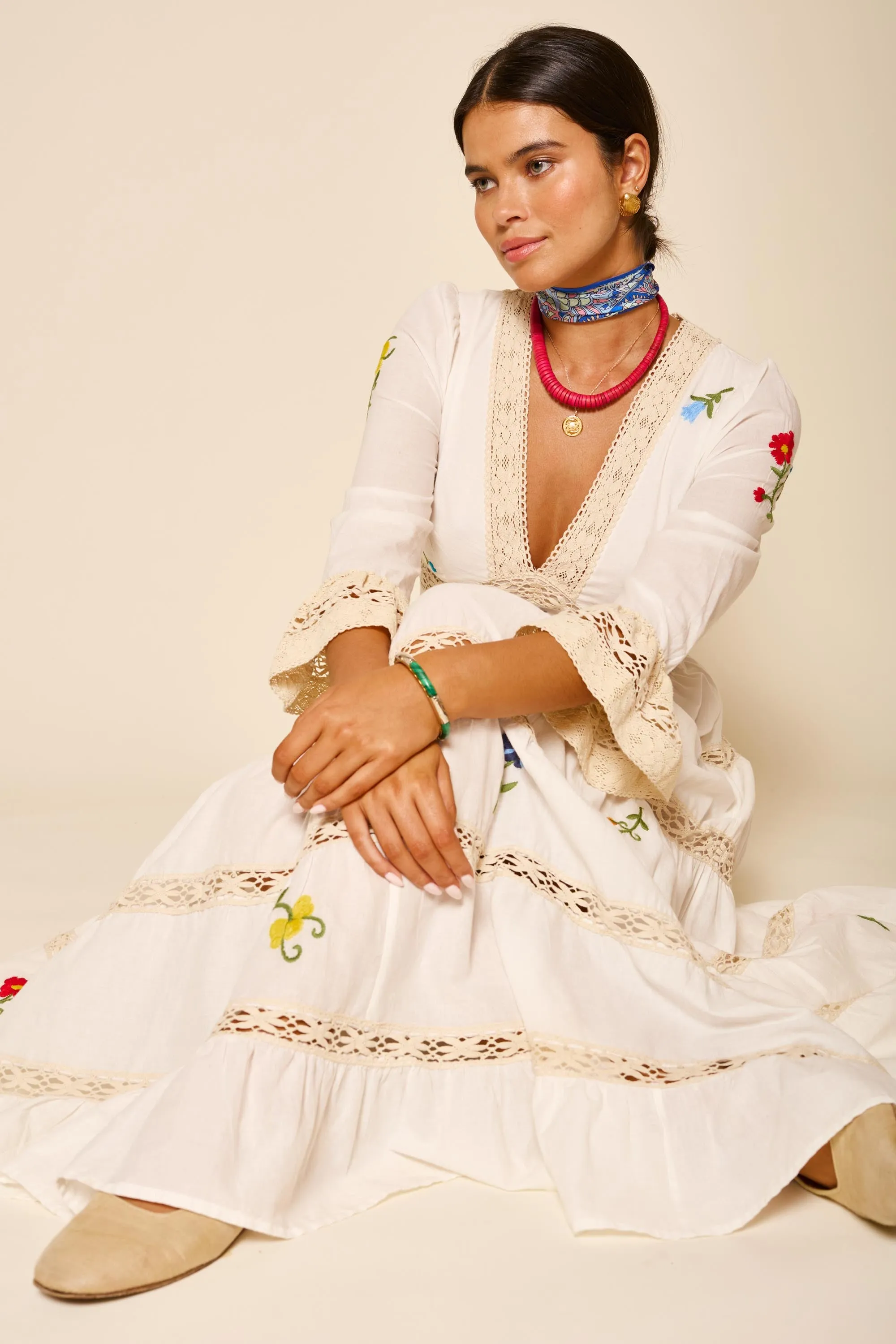 Regine - Ombre Floral Embroidery Ivory sold by RIXO product image thumbnail 4