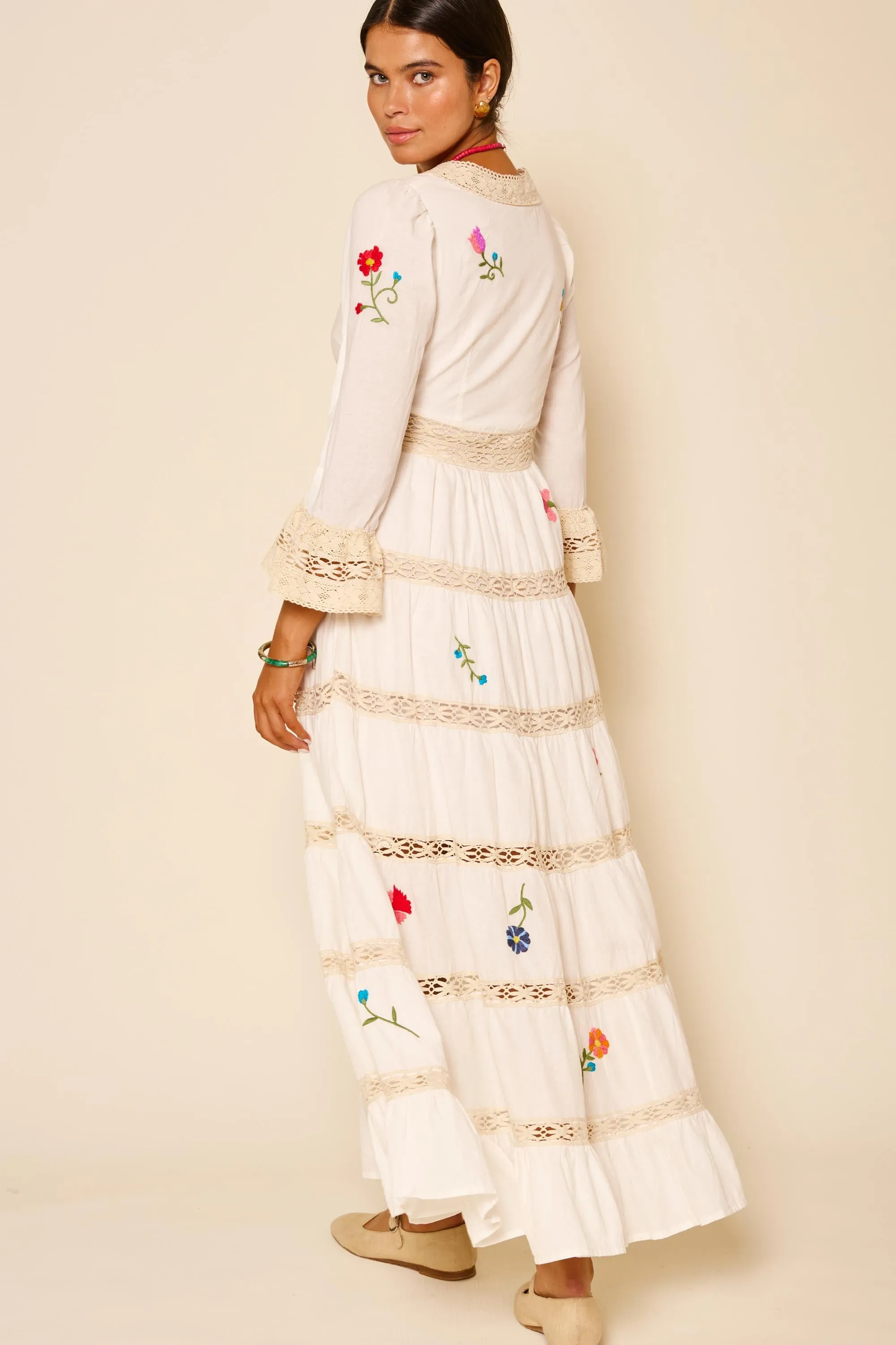 Regine - Ombre Floral Embroidery Ivory sold by RIXO product image thumbnail 3