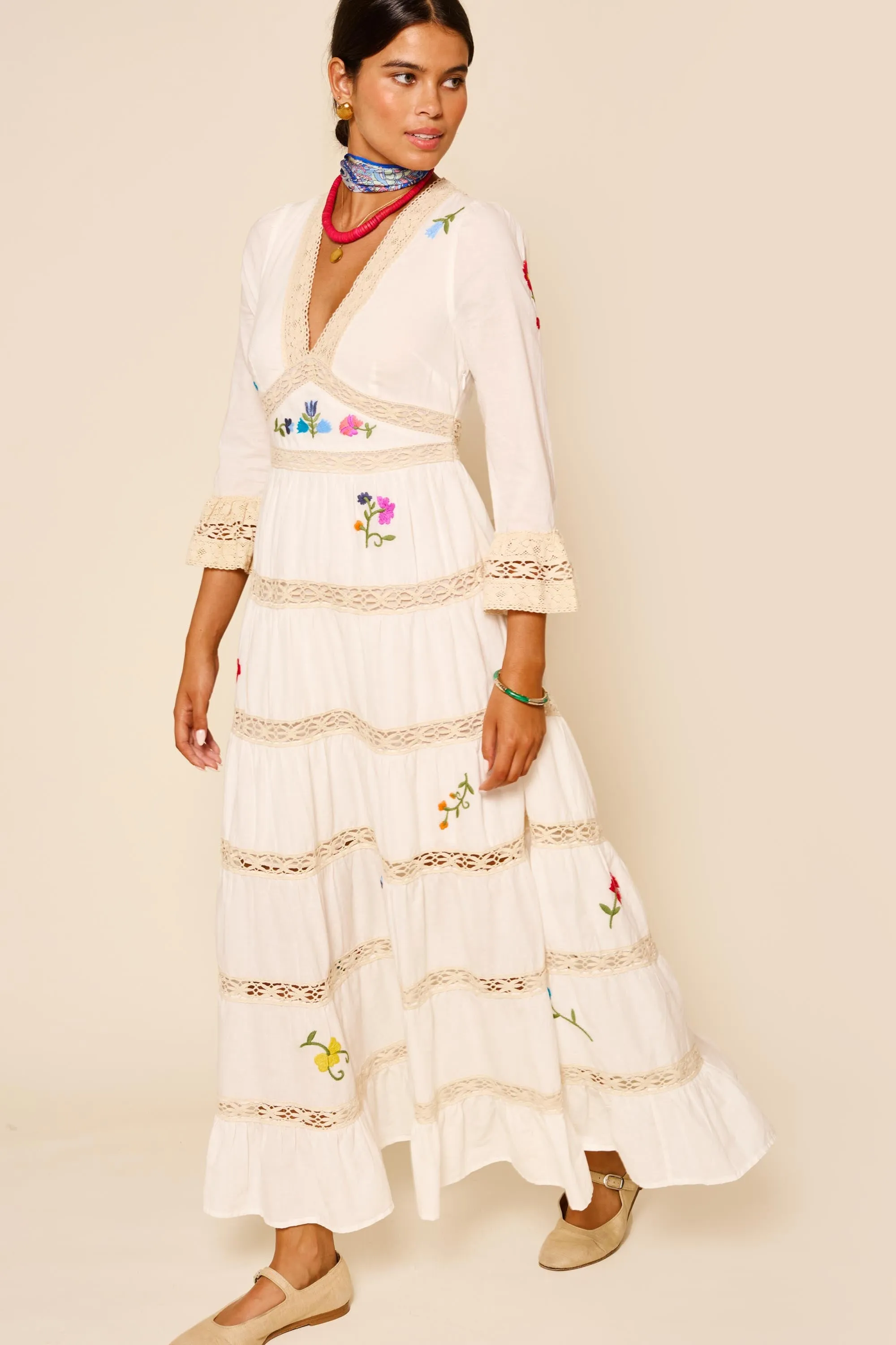 Regine - Ombre Floral Embroidery Ivory sold by RIXO