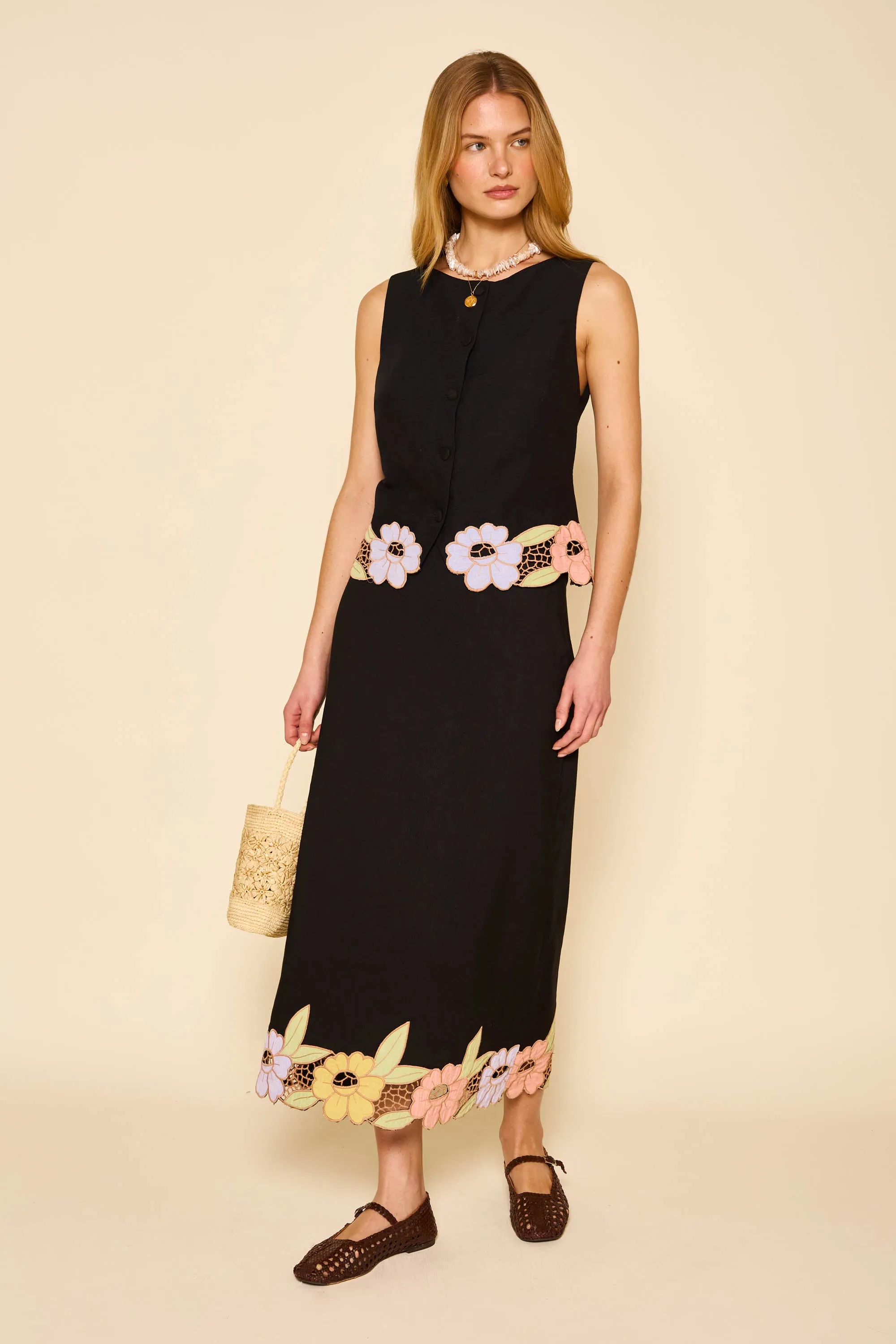 Lucca - Garden Cutwork Embroidery Black sold by RIXO