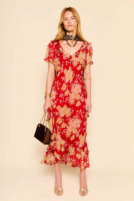 Clementina - Watercolour Blossom Red sold by RIXO