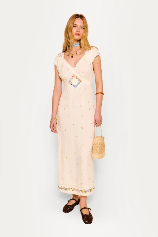 Carey  -  Meadow Embroidery Ivory sold by RIXO