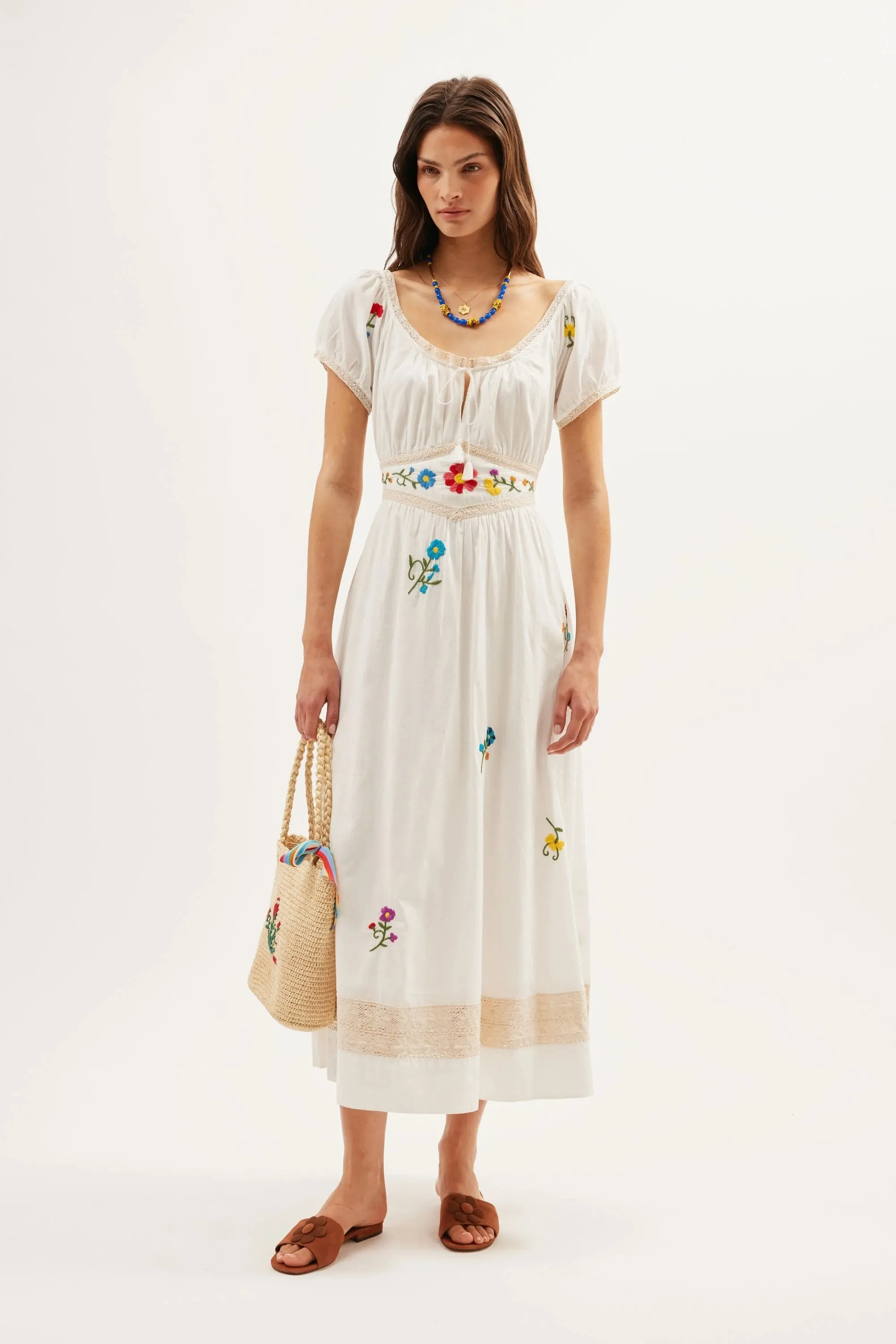 Alani - Ombre Floral Embroidery Ivory sold by RIXO