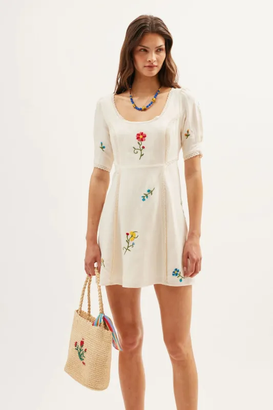 Marne - Ombre Floral Embroidery Cream sold by RIXO