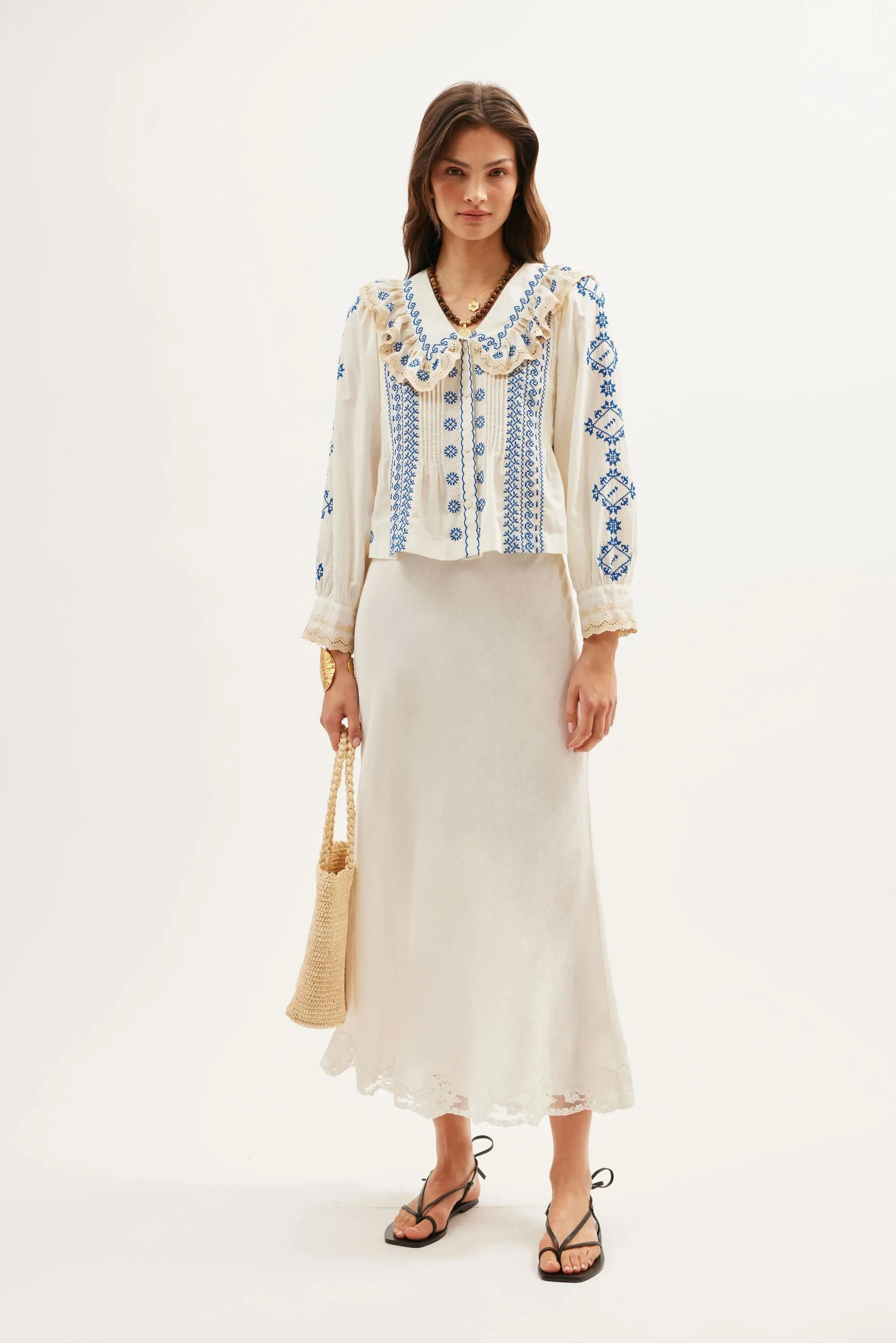 Percy - Mila Embroidery Cream sold by RIXO product image thumbnail 3