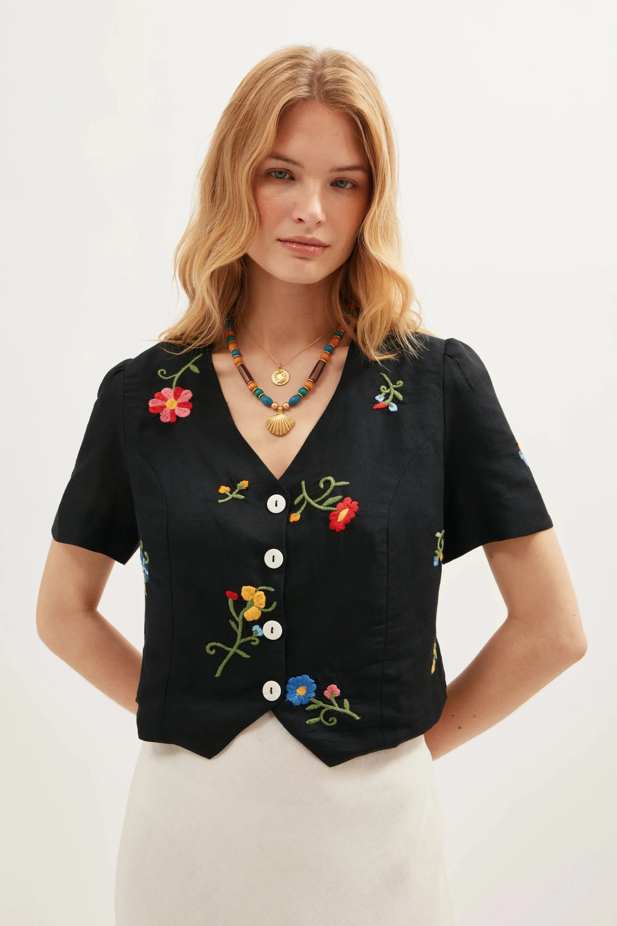 Immie - Spring Bud Embroidery Black sold by RIXO