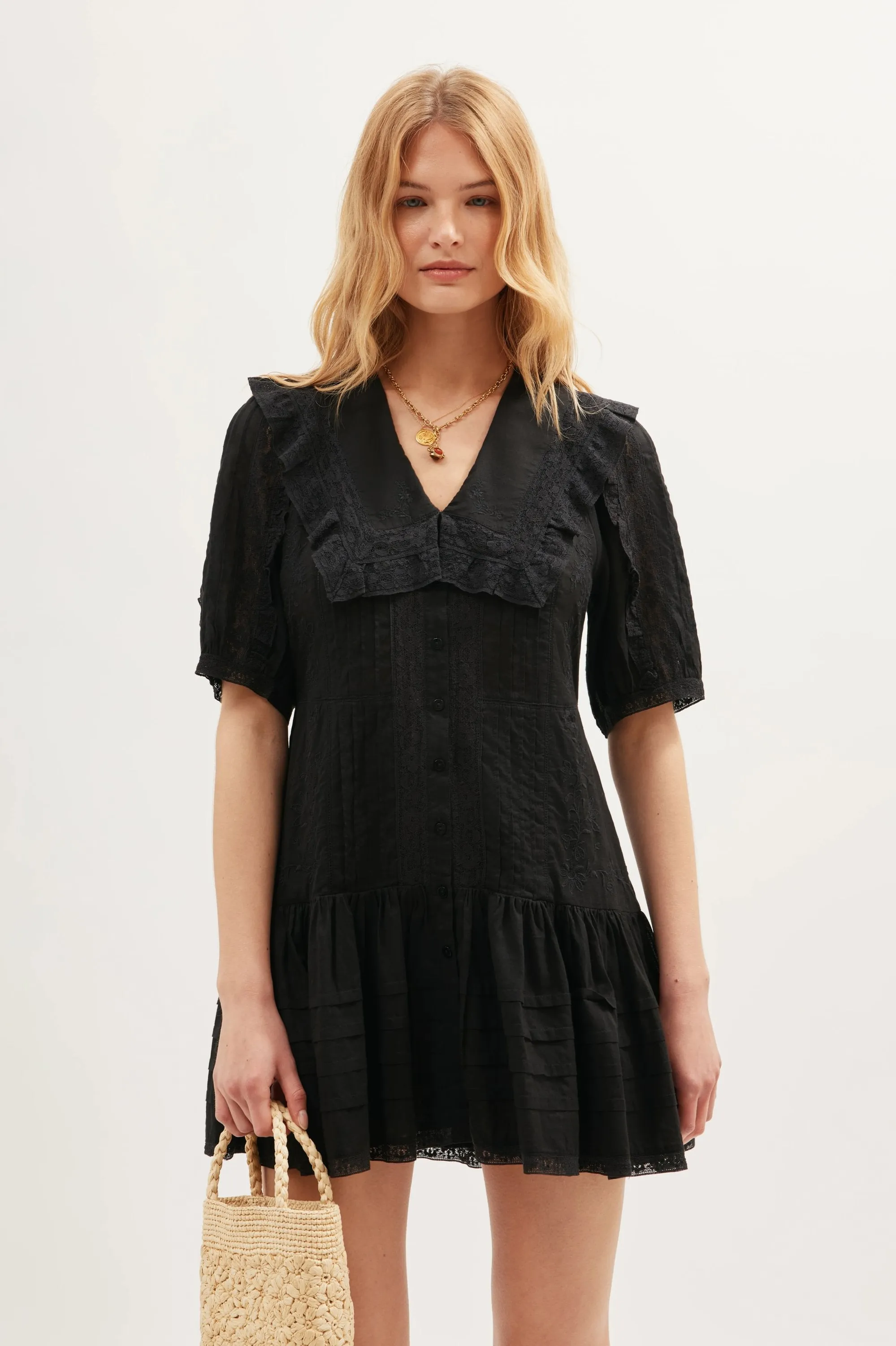 Dove - Pansy Embroidery Black sold by RIXO product image thumbnail 5