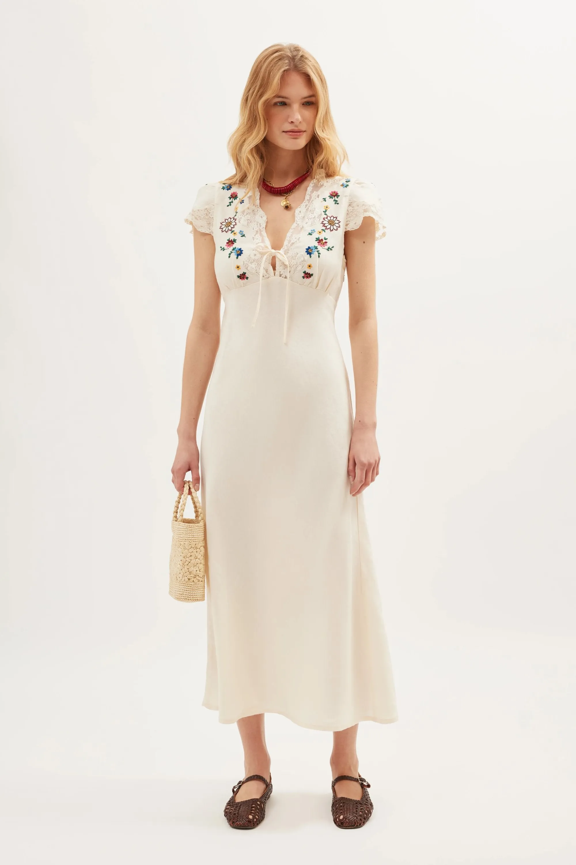 Amari - Daisy Sun Embroidery Cream sold by RIXO product image thumbnail 5