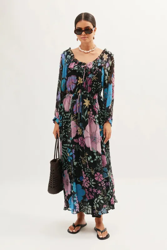 Alina  -  Bhatia Floral Black sold by RIXO