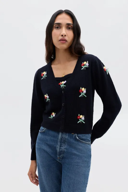 Merinda - Floret Embroidery Deep Navy sold by RIXO