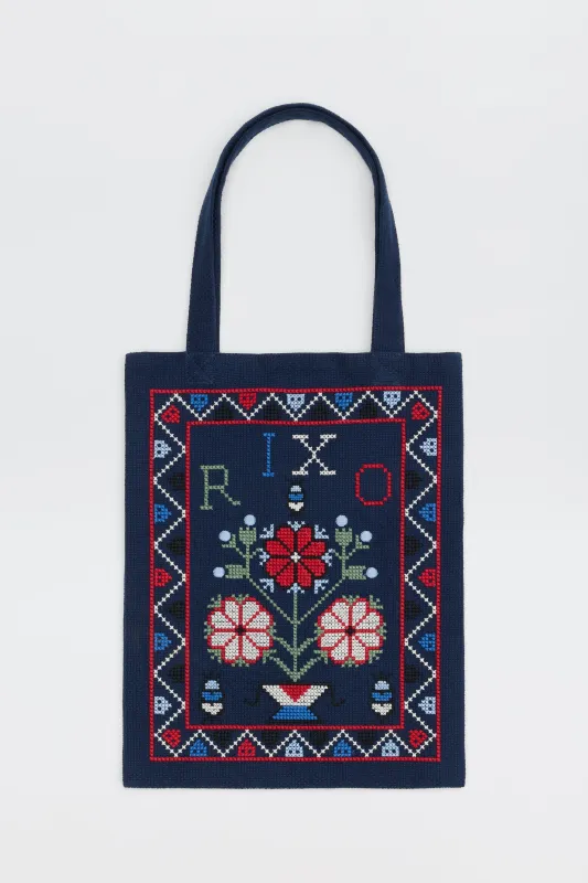 Noora - Terra Cross Stich Embroidery Navy made by RIXO