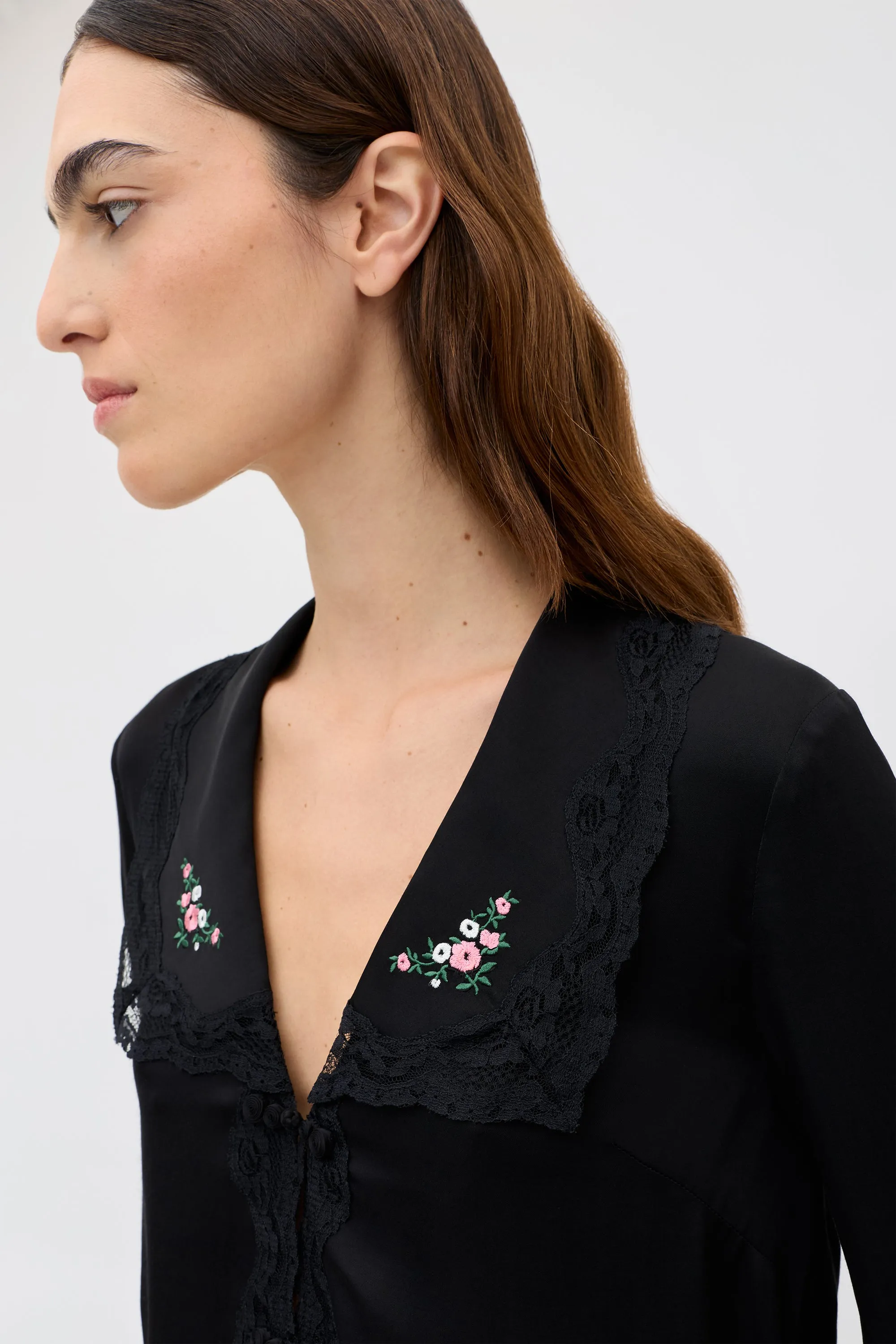 Nienna - Peonies Embroidery Black sold by RIXO product image thumbnail 5
