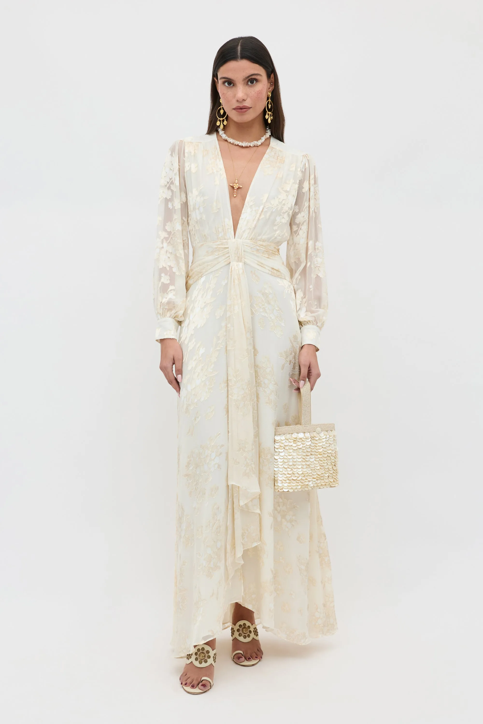 Meera - Bouquet Devoré Cream sold by RIXO