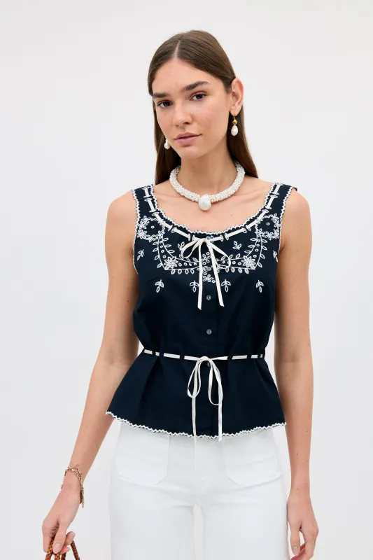 Cassara - Aster Cutwork Embroidery Deep Navy made by RIXO