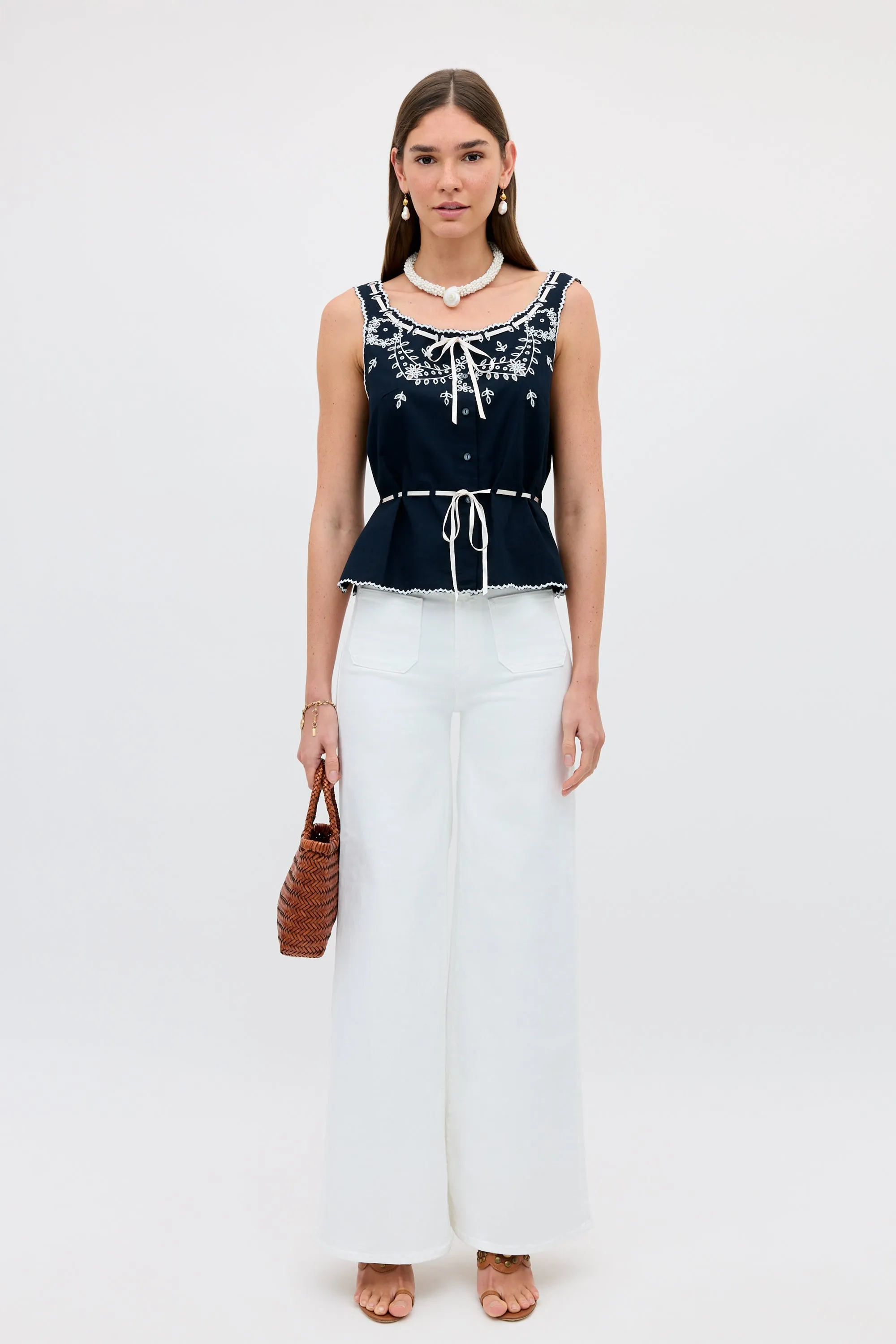 Cassara - Aster Cutwork Embroidery Deep Navy sold by RIXO product image thumbnail 2