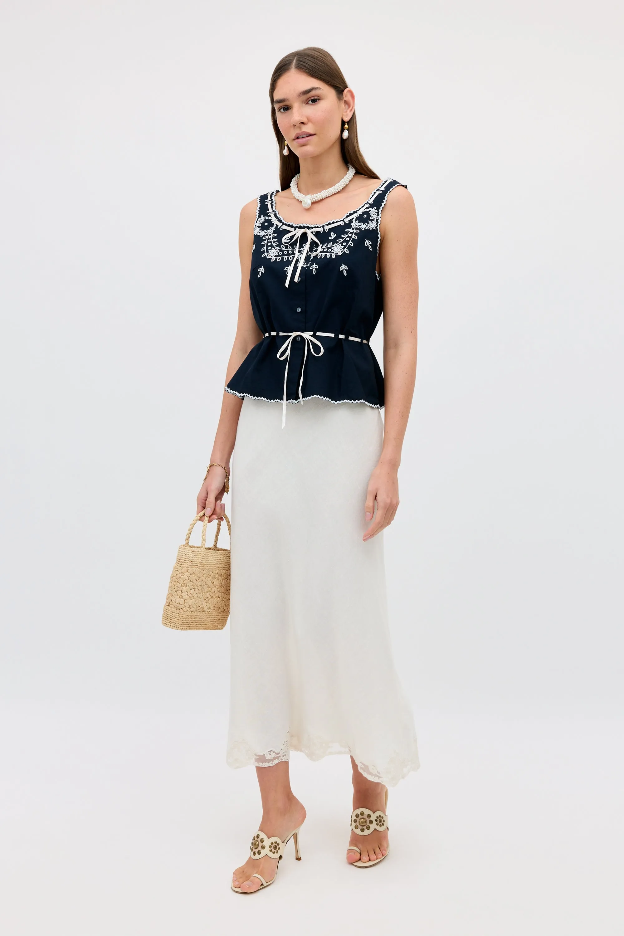 Cassara - Aster Cutwork Embroidery Deep Navy sold by RIXO product image thumbnail 4