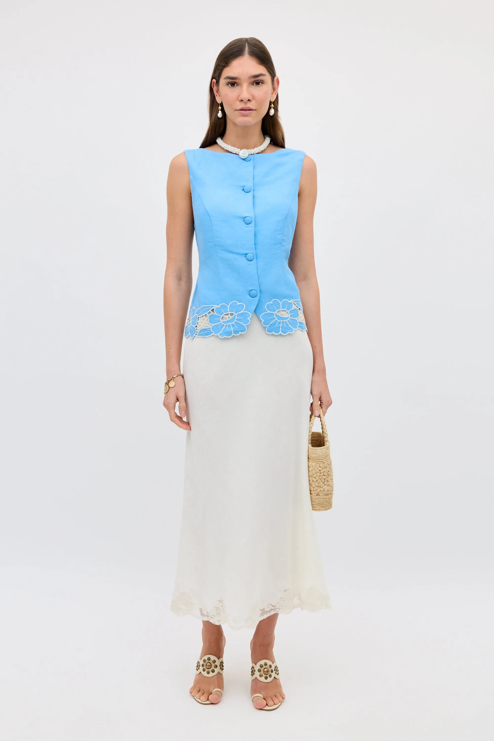 Lucca - Daisy Cutwork Embroidery Blue sold by RIXO product image thumbnail 2